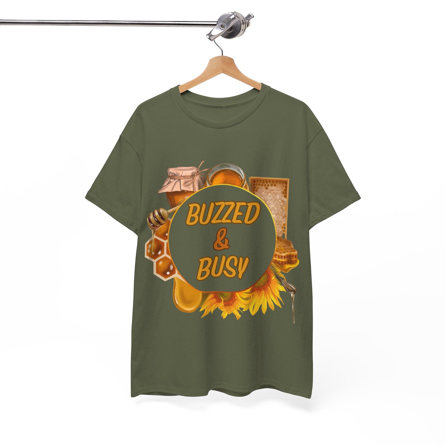 Buzzed & Busy Tee - Unisex Heavy Cotton T-Shirt for Coffee Lovers, Gift for Friends, Casual Wear, Birthday, Relaxed Fit