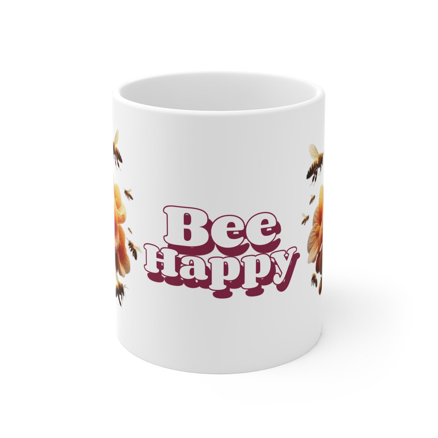 Bee Happy 11oz White Mug