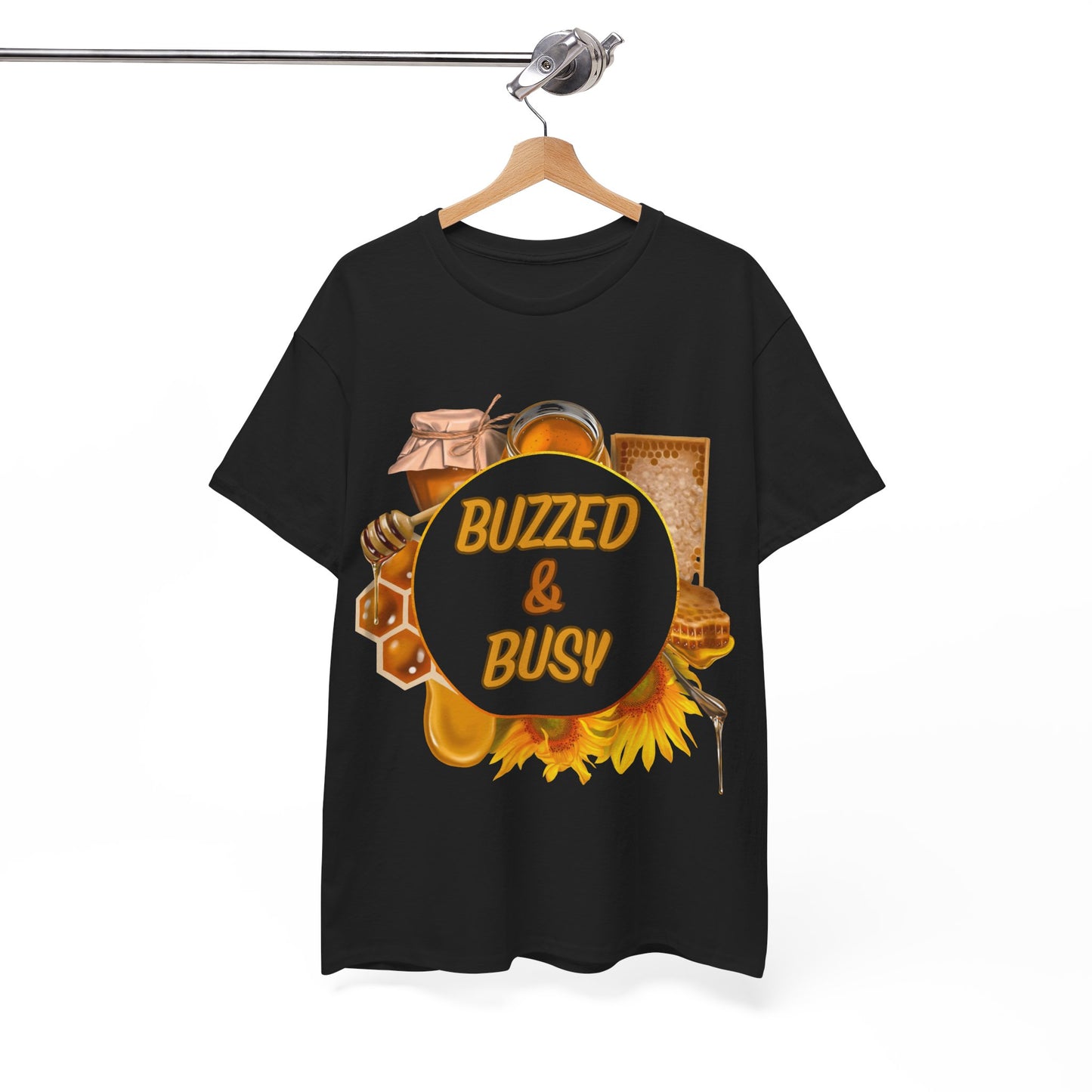 Buzzed & Busy Tee - Unisex Heavy Cotton T-Shirt for Coffee Lovers, Gift for Friends, Casual Wear, Birthday, Relaxed Fit