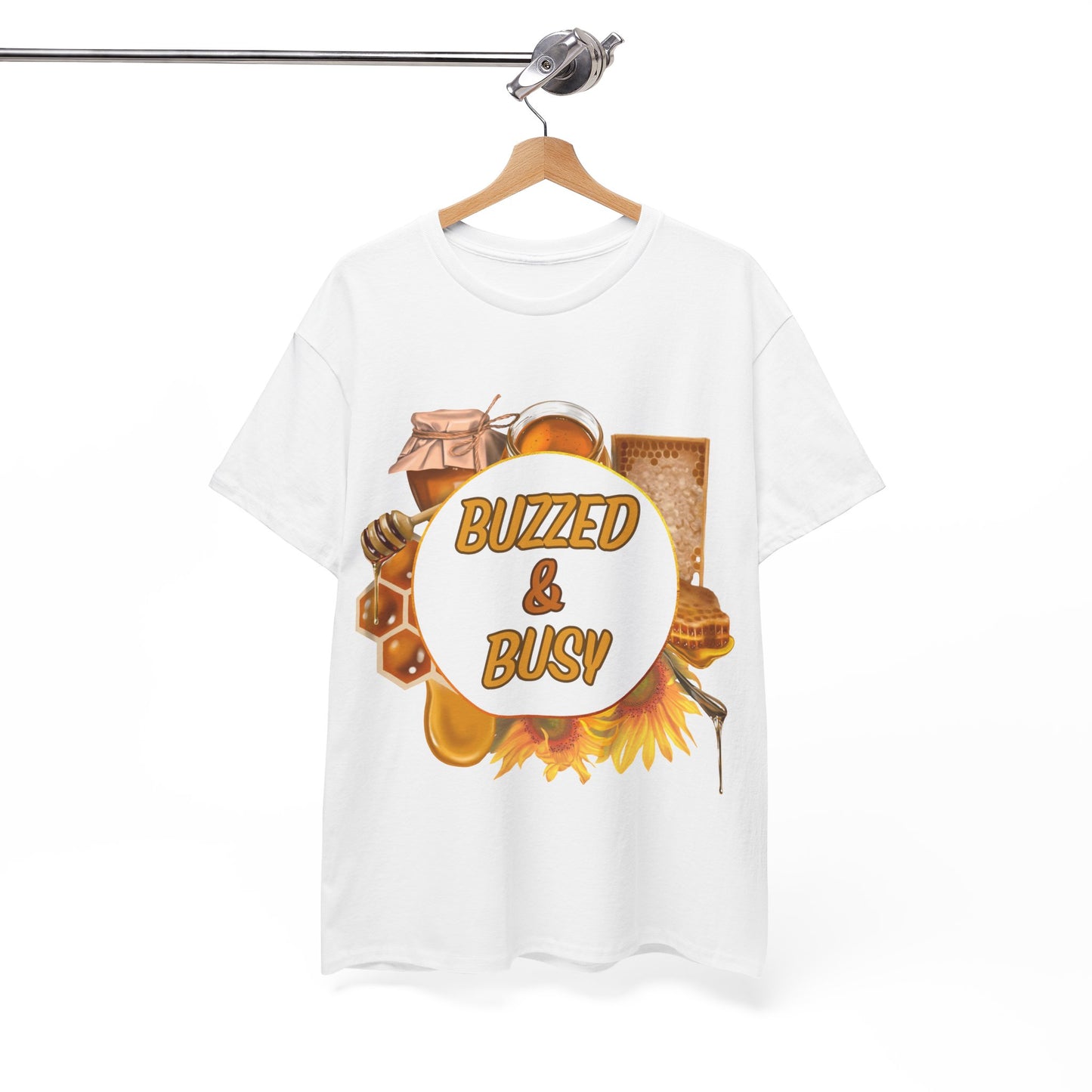 Buzzed & Busy Tee - Unisex Heavy Cotton T-Shirt for Coffee Lovers, Gift for Friends, Casual Wear, Birthday, Relaxed Fit
