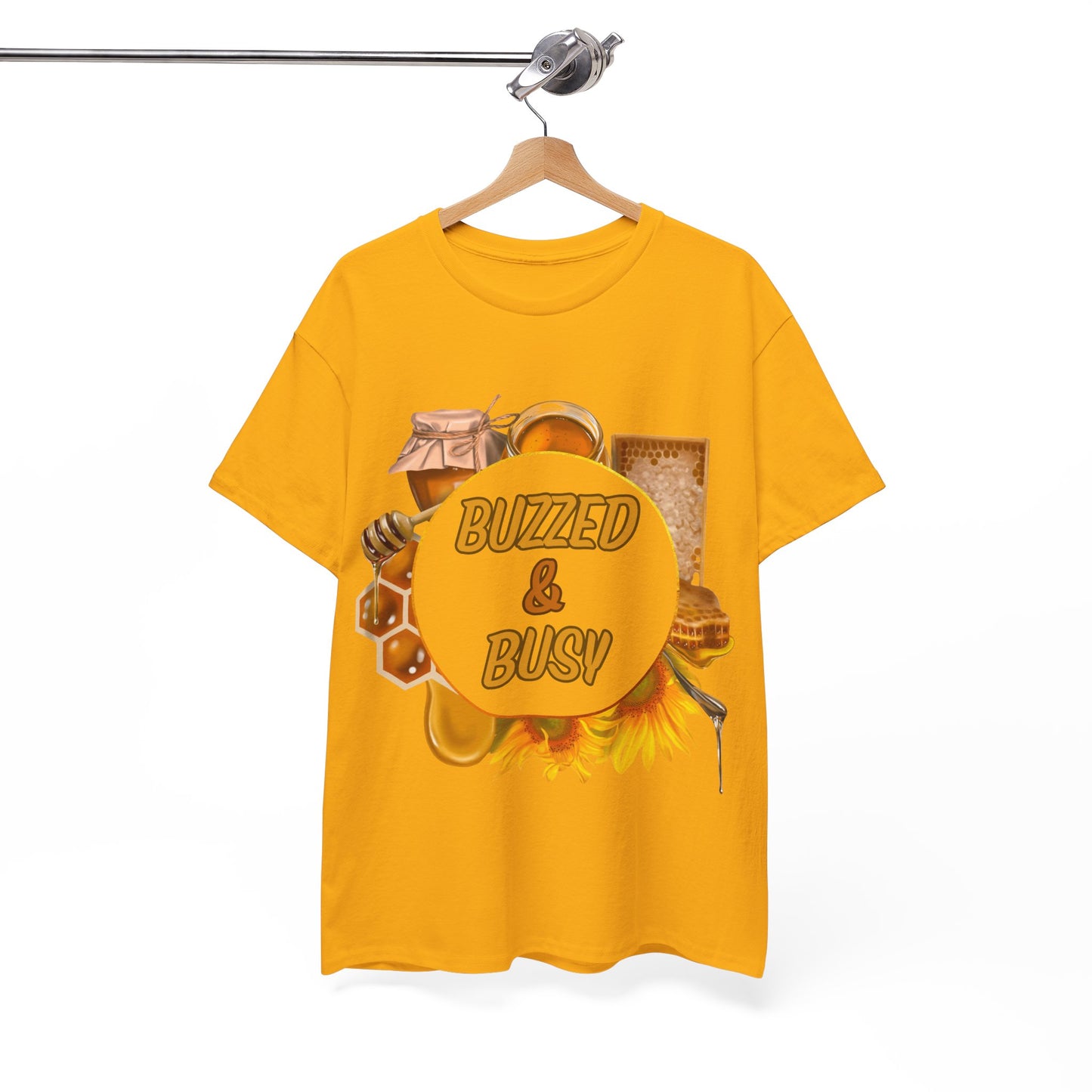 Buzzed & Busy Tee - Unisex Heavy Cotton T-Shirt for Coffee Lovers, Gift for Friends, Casual Wear, Birthday, Relaxed Fit