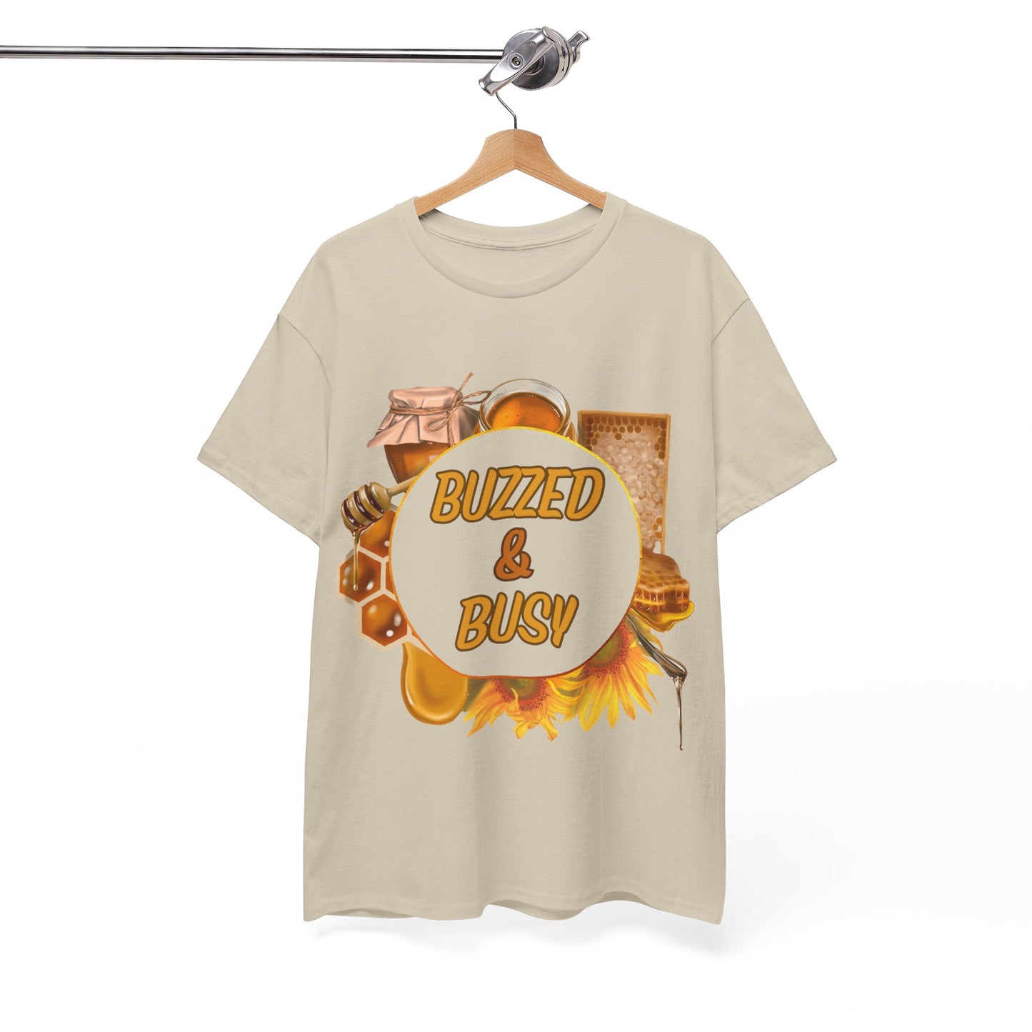Buzzed & Busy Tee - Unisex Heavy Cotton T-Shirt for Coffee Lovers, Gift for Friends, Casual Wear, Birthday, Relaxed Fit