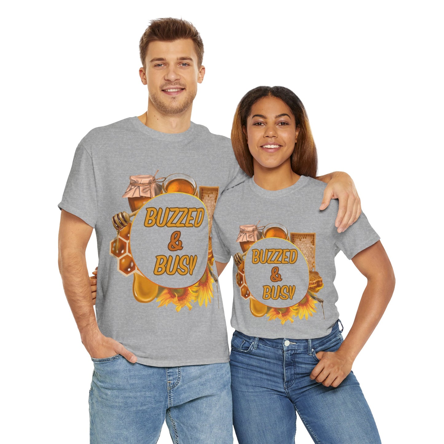 Buzzed & Busy Tee - Unisex Heavy Cotton T-Shirt for Coffee Lovers, Gift for Friends, Casual Wear, Birthday, Relaxed Fit
