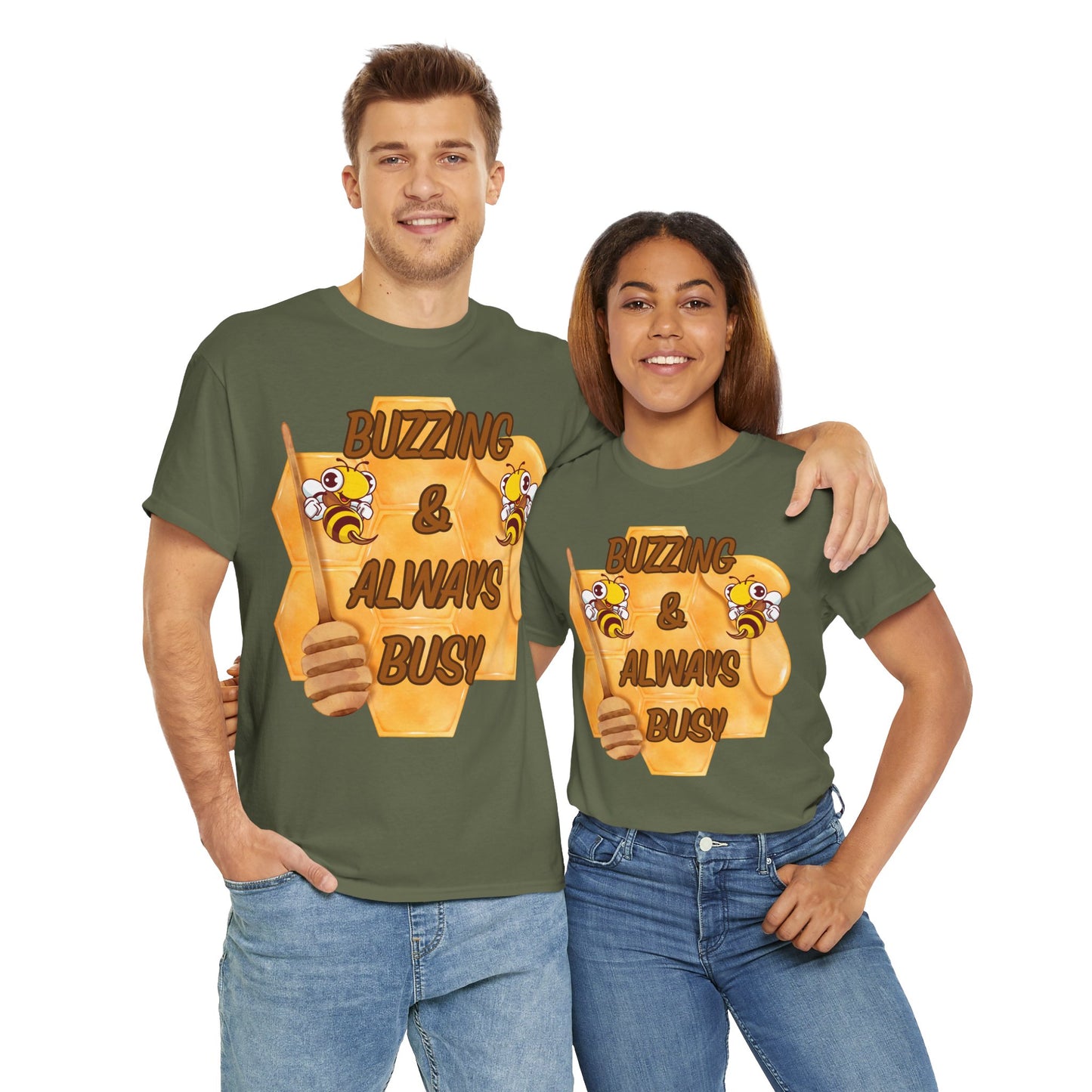 Buzzing & Always Busy Tee - Fun Unisex T-Shirt for Beekeepers, Nature Lovers, Gifts for Him/Her, Spring Celebrations, Sweet Honey Apparel