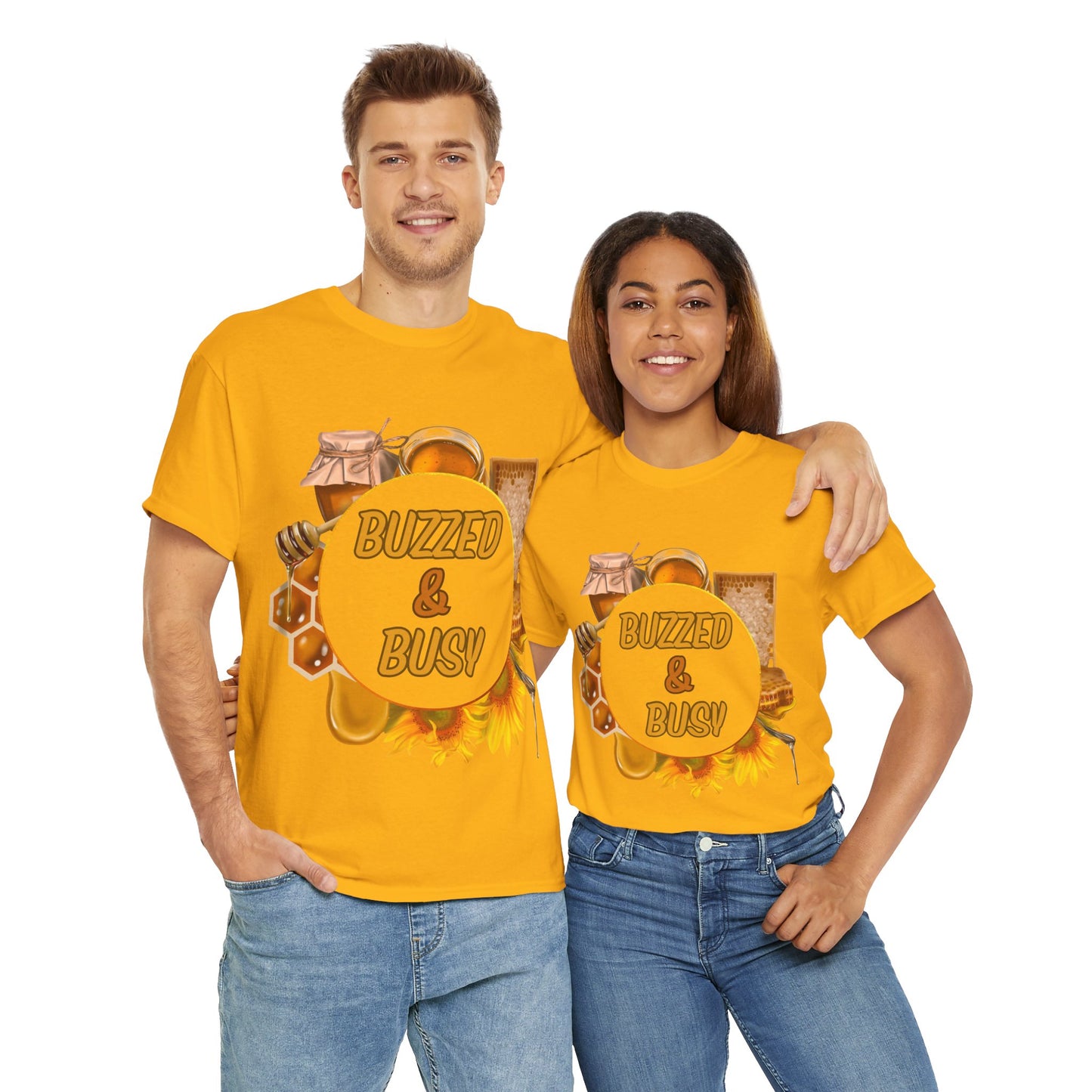 Buzzed & Busy Tee - Unisex Heavy Cotton T-Shirt for Coffee Lovers, Gift for Friends, Casual Wear, Birthday, Relaxed Fit