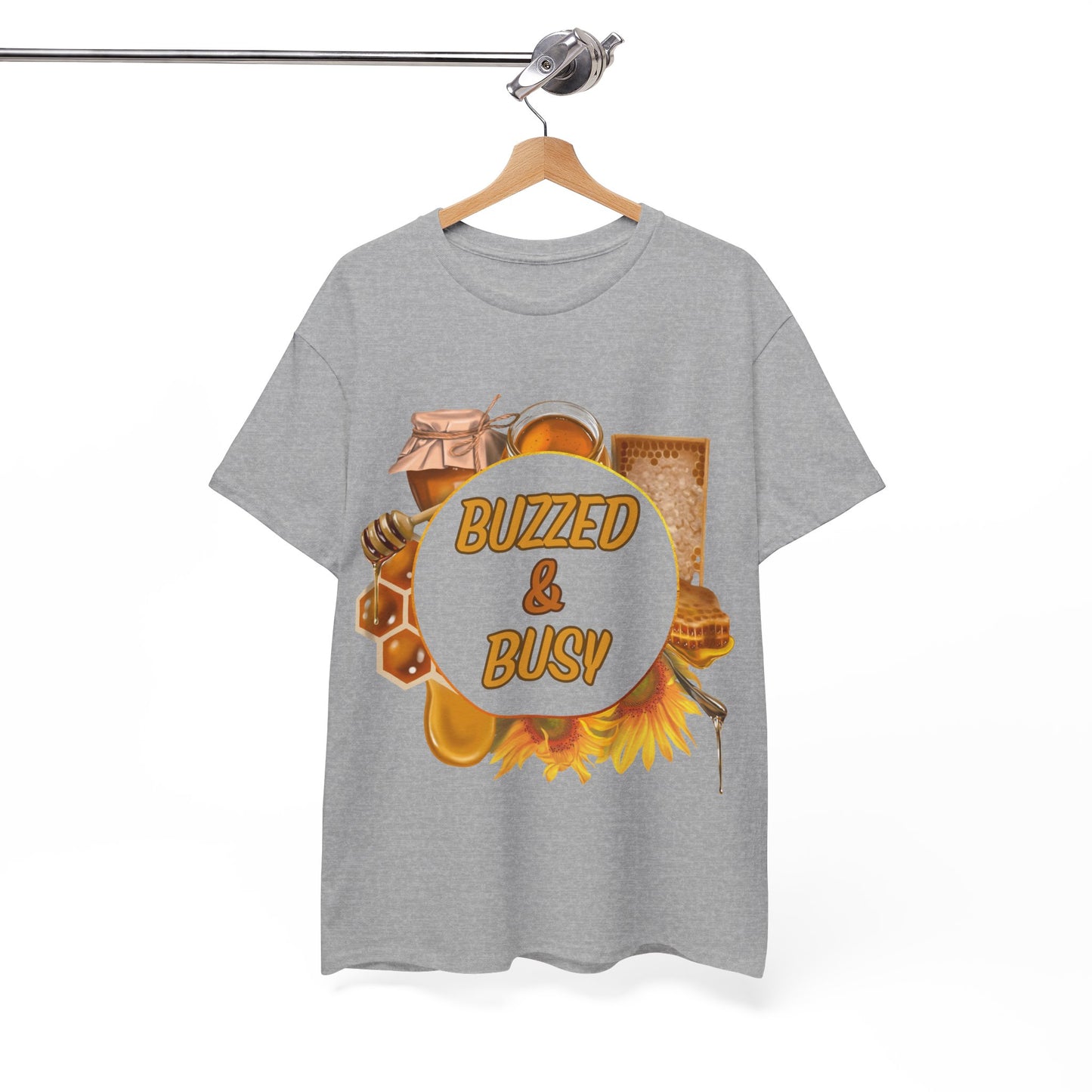 Buzzed & Busy Tee - Unisex Heavy Cotton T-Shirt for Coffee Lovers, Gift for Friends, Casual Wear, Birthday, Relaxed Fit