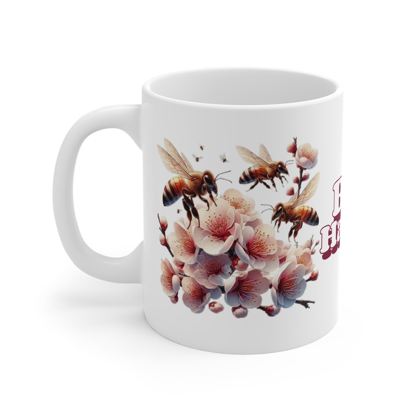 Bee Happy 11oz White Mug