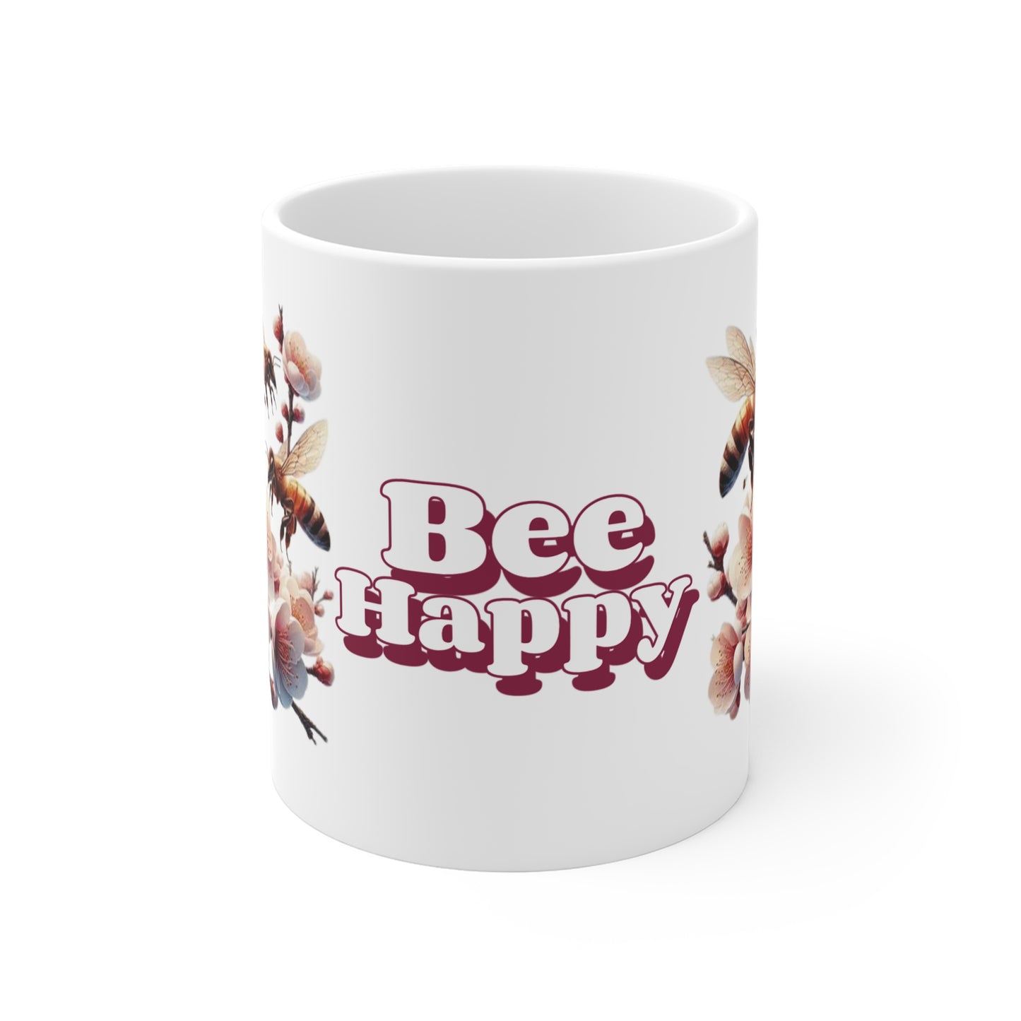 Bee Happy 11oz White Mug