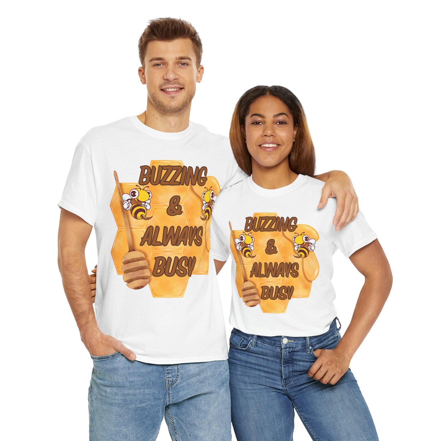 Buzzing & Always Busy Tee - Fun Unisex T-Shirt for Beekeepers, Nature Lovers, Gifts for Him/Her, Spring Celebrations, Sweet Honey Apparel