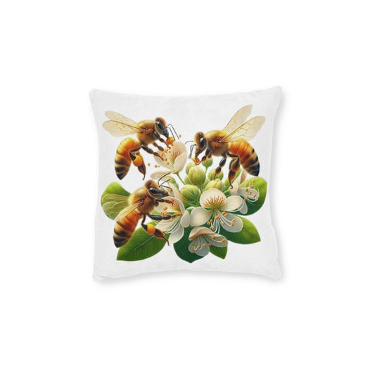 Bee Flower Square Pillow - Pink Back