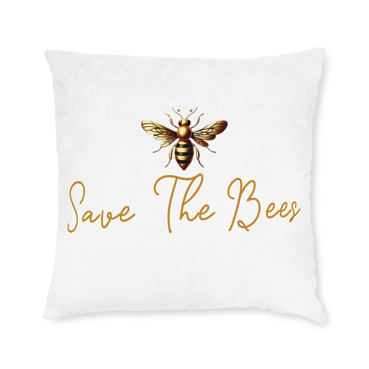 Save The Bees Square Pillow - Pink Back