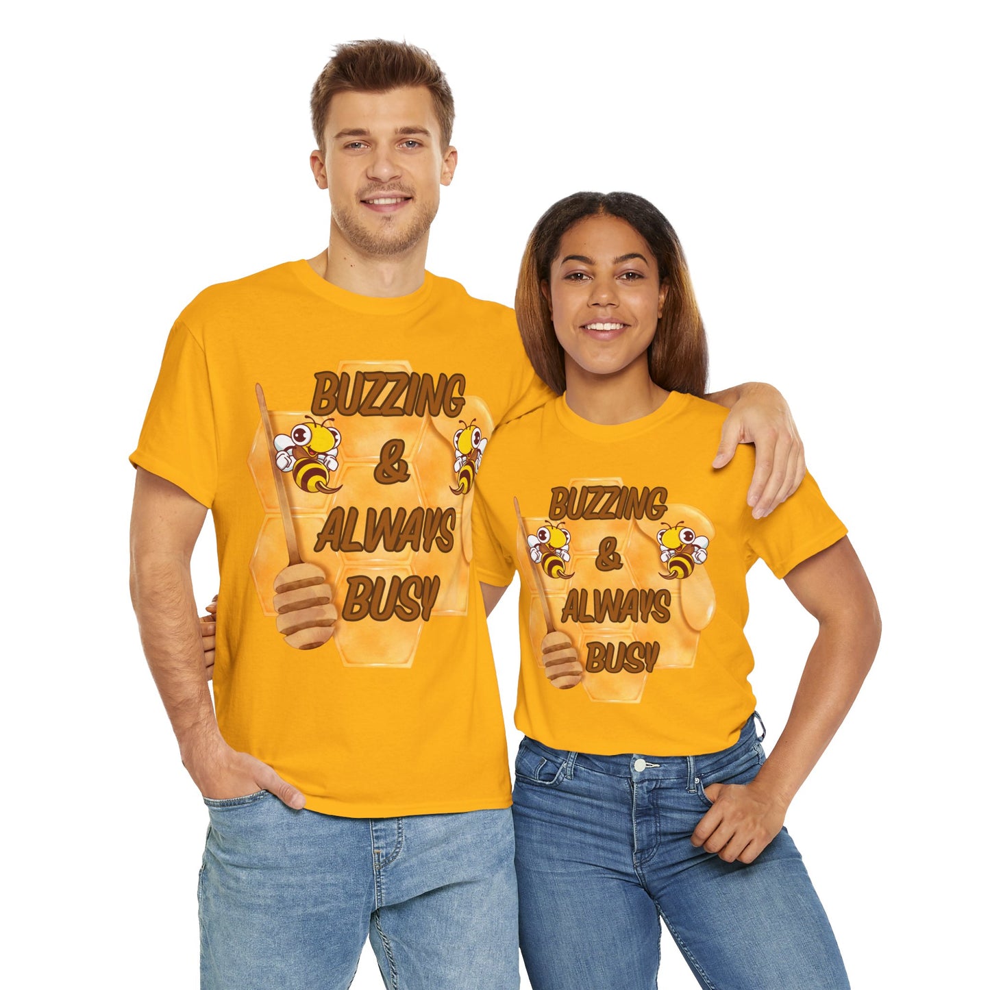 Buzzing & Always Busy Tee - Fun Unisex T-Shirt for Beekeepers, Nature Lovers, Gifts for Him/Her, Spring Celebrations, Sweet Honey Apparel