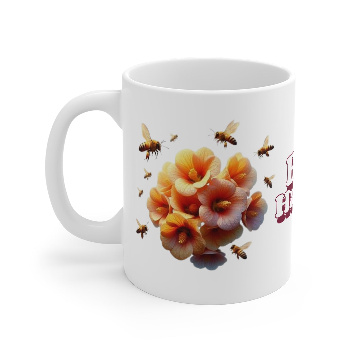 Bee Happy 11oz White Mug