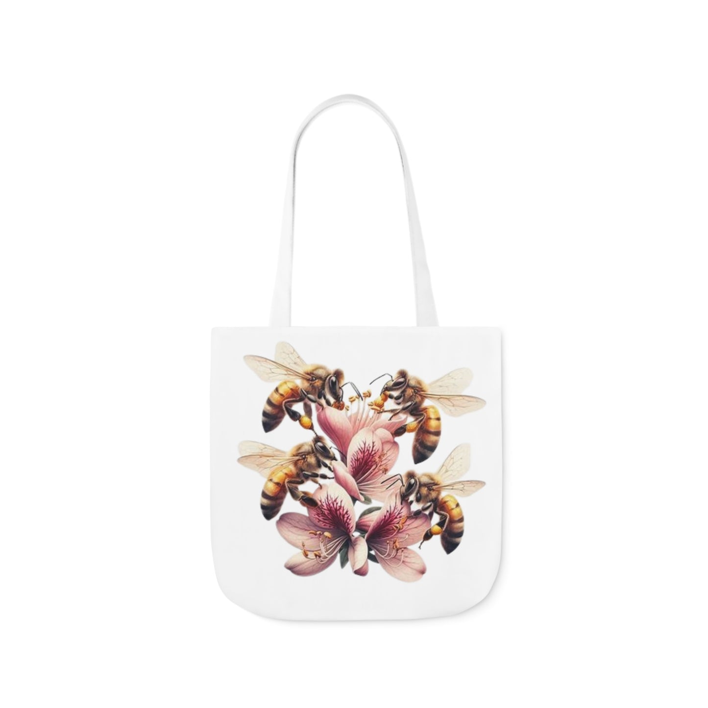 Floral Bee Canvas Tote Bag