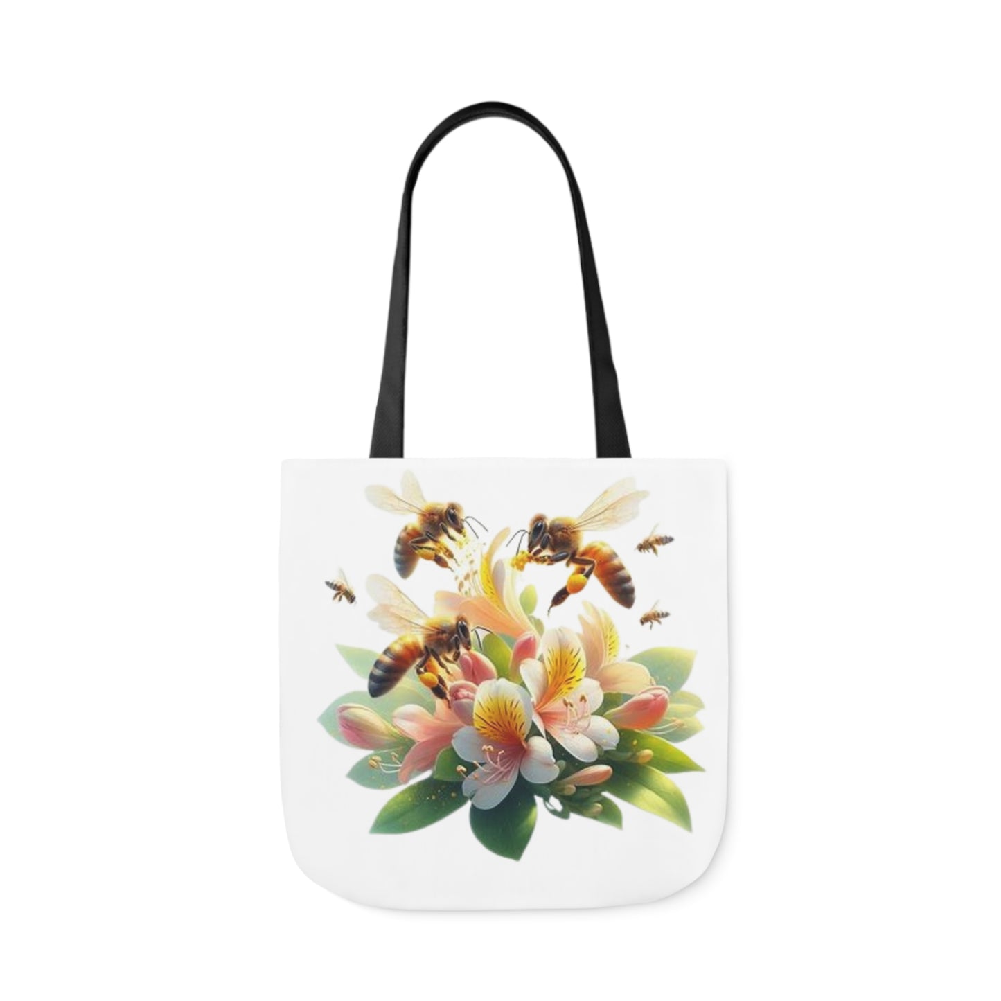 Floral Bee Canvas Tote Bag