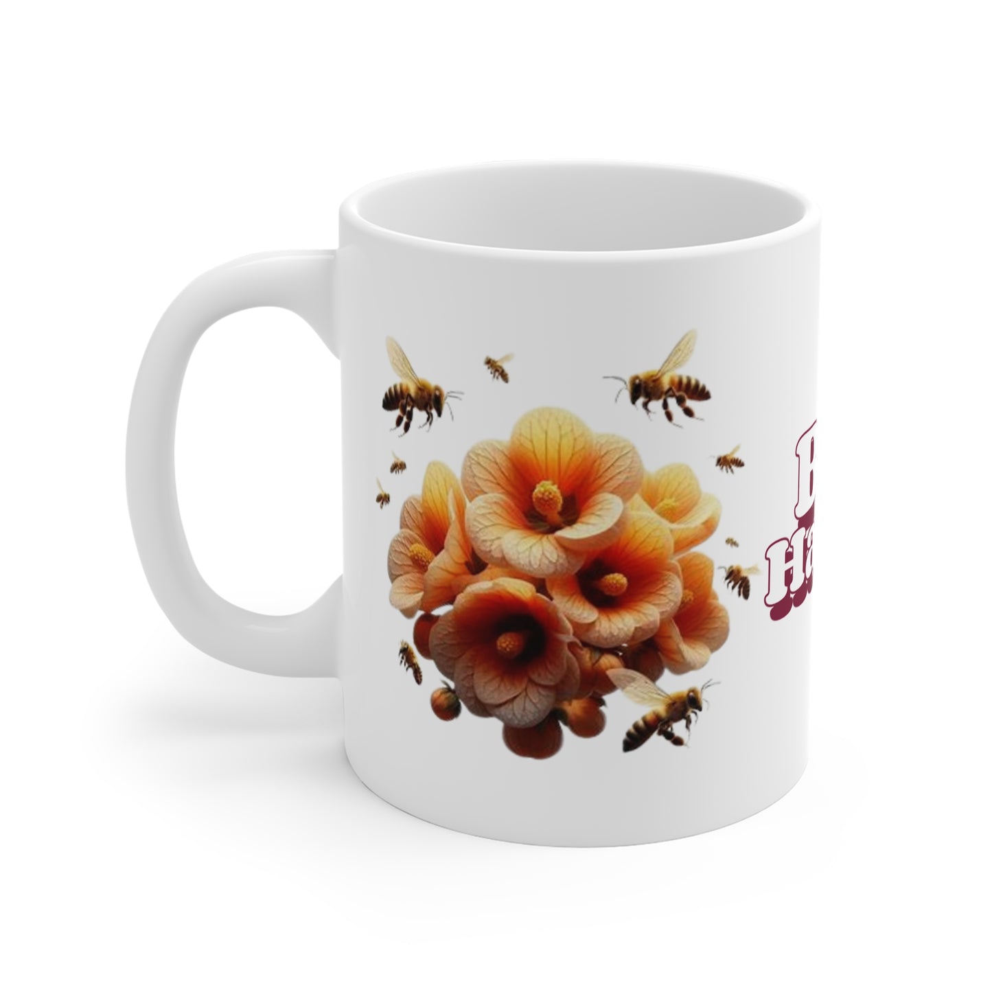 Bee Happy 11oz White Mug