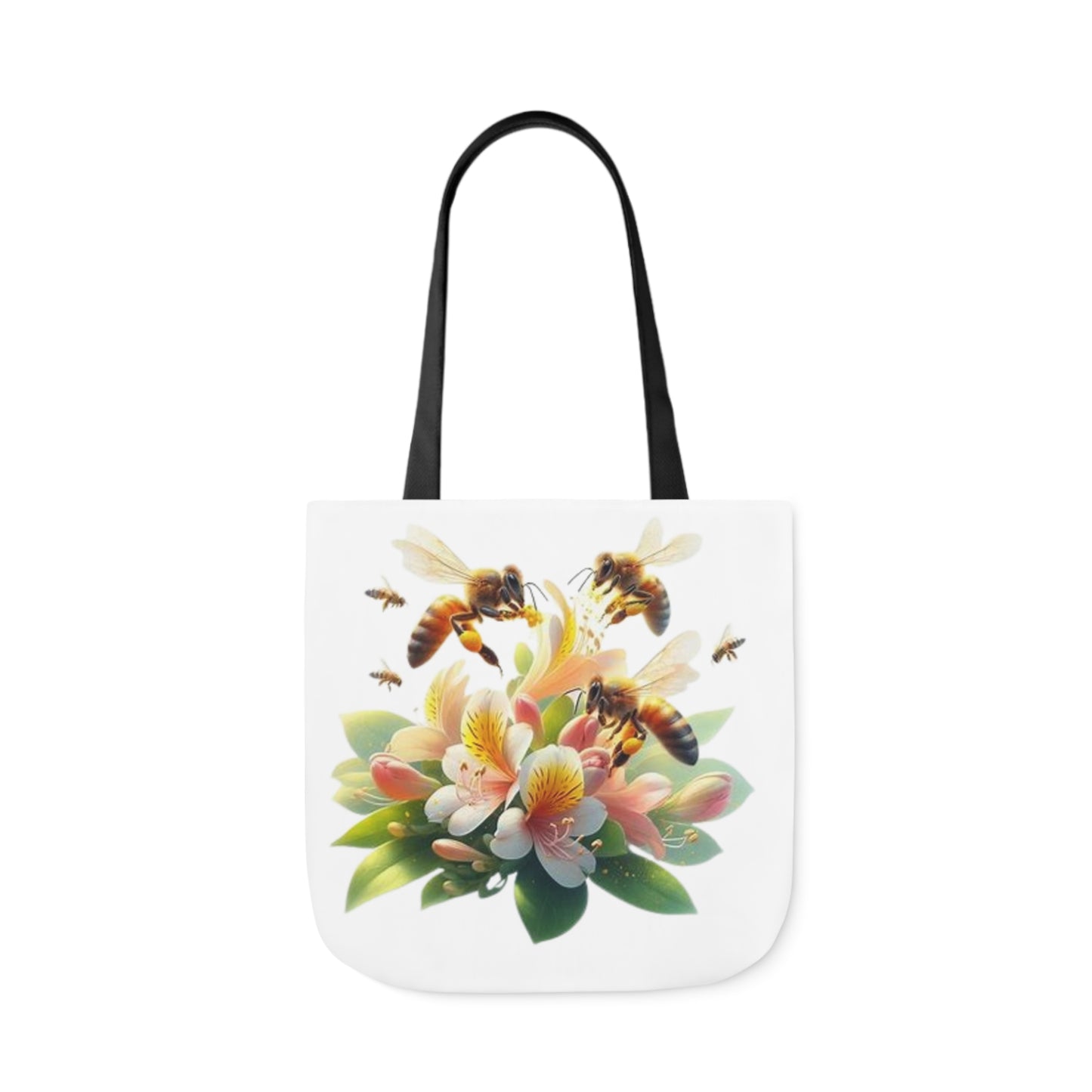 Floral Bee Canvas Tote Bag