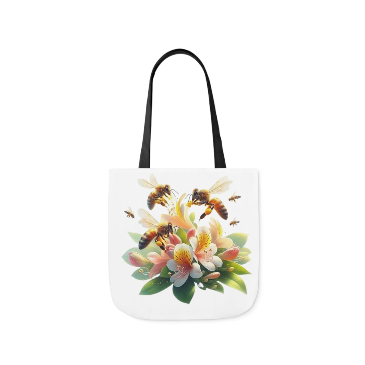 Floral Bee Canvas Tote Bag