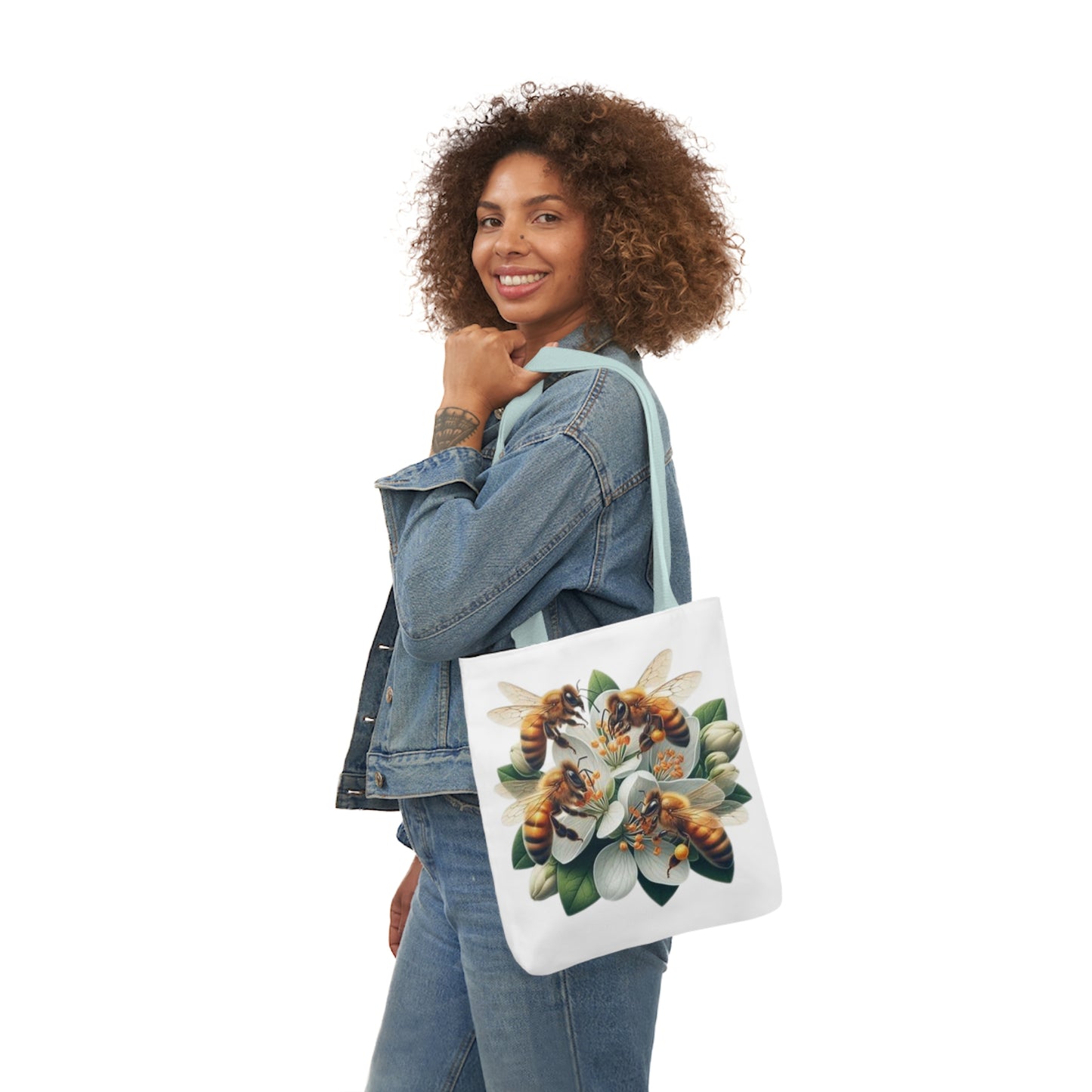 Bee Floral Canvas Tote Bag