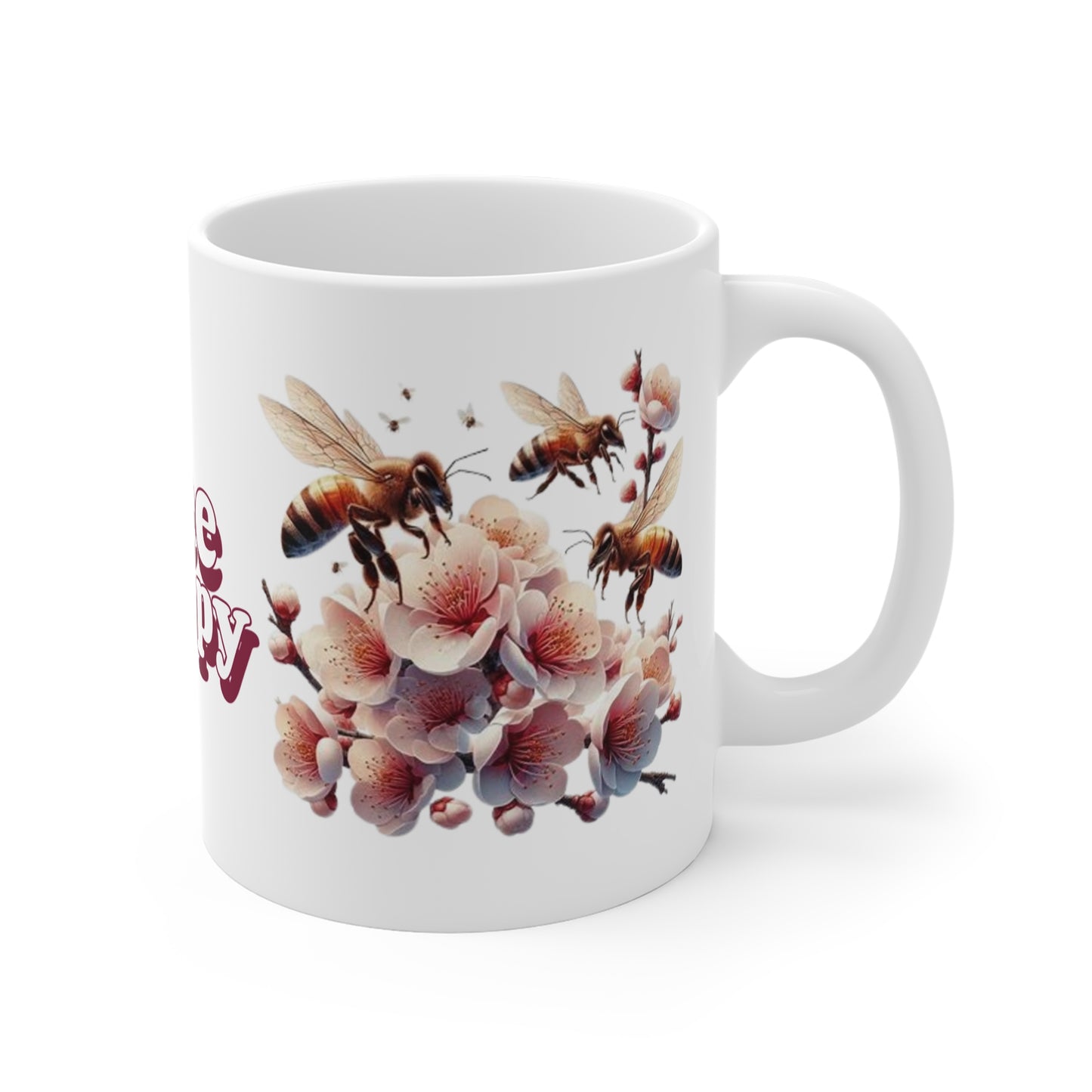 Bee Happy 11oz White Mug