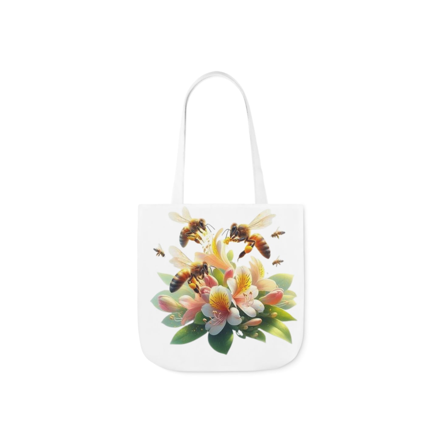 Floral Bee Canvas Tote Bag