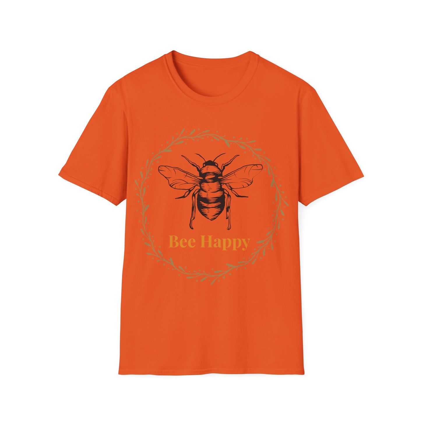 bee happy t shirt orange front view