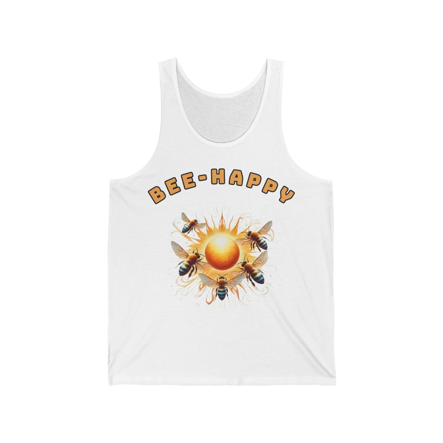 Bee Happy Tank Top logo From CBBees.shop The Worlds Best Bee Themed Product Store