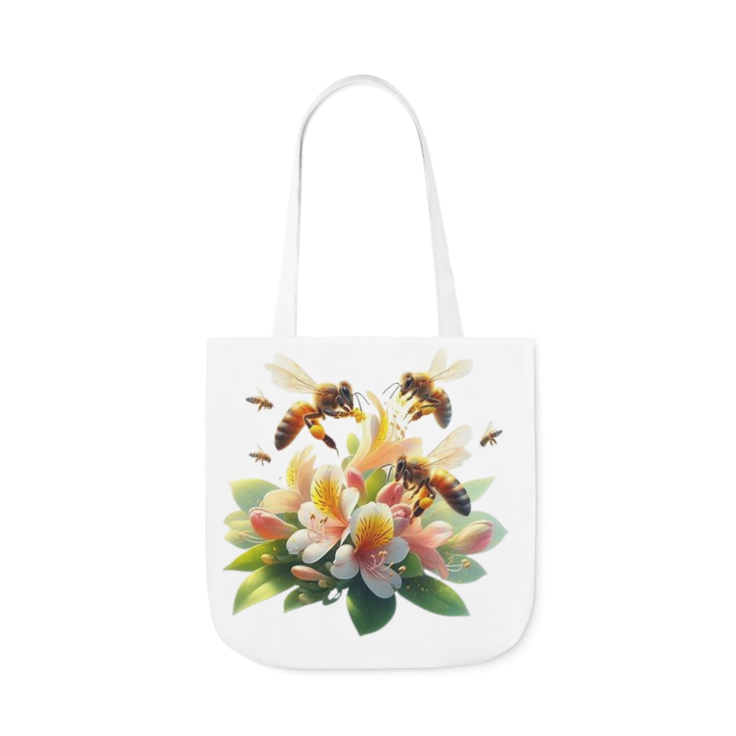 Floral Bee Canvas Tote Bag