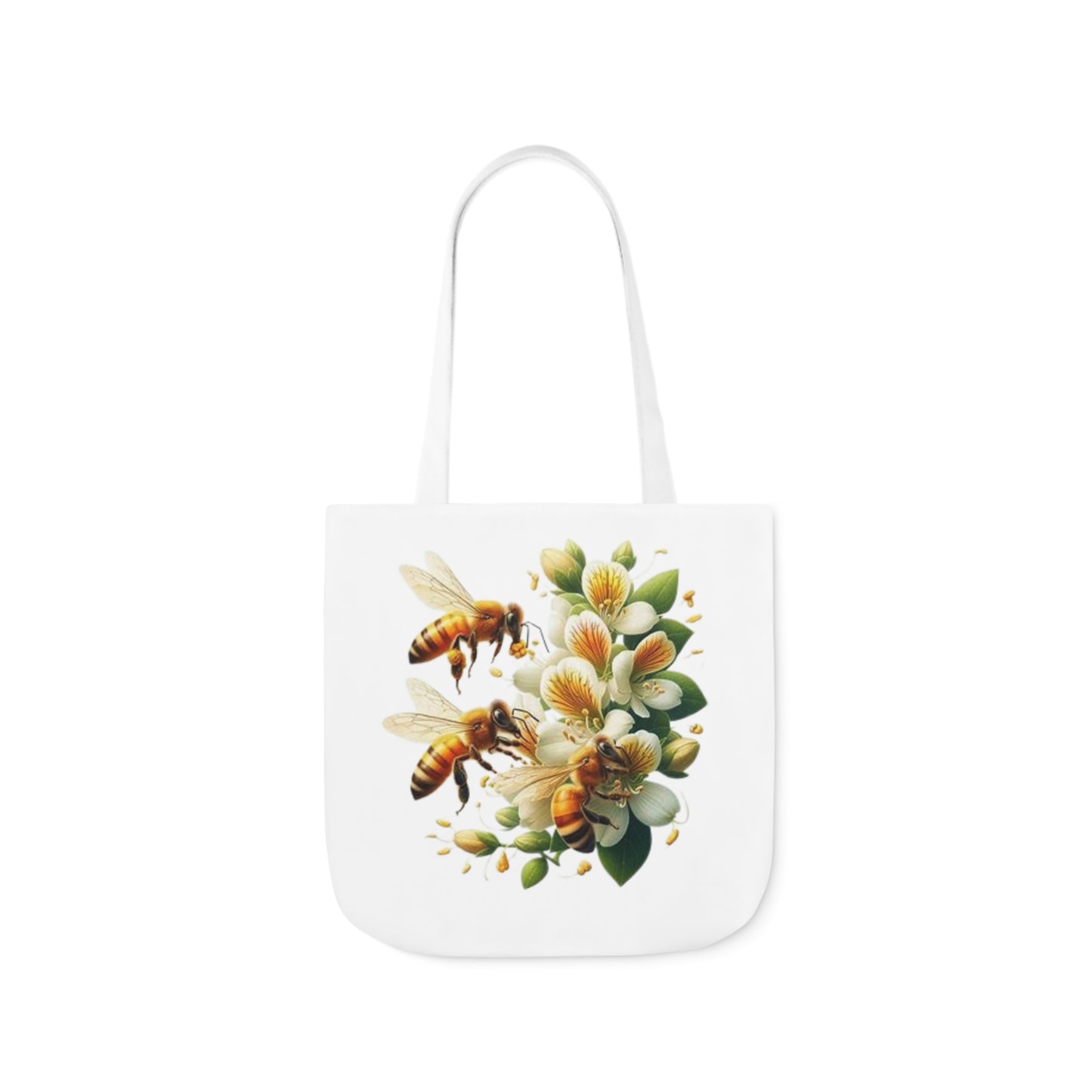 Floral Bee Canvas Tote Bag