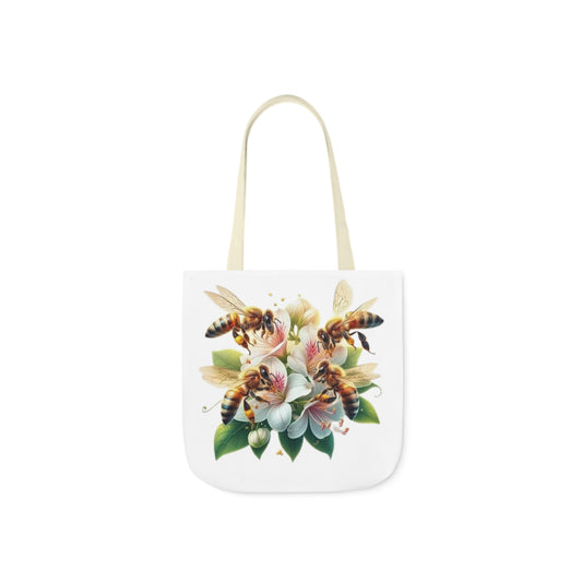 Floral Bee Canvas Tote Bag