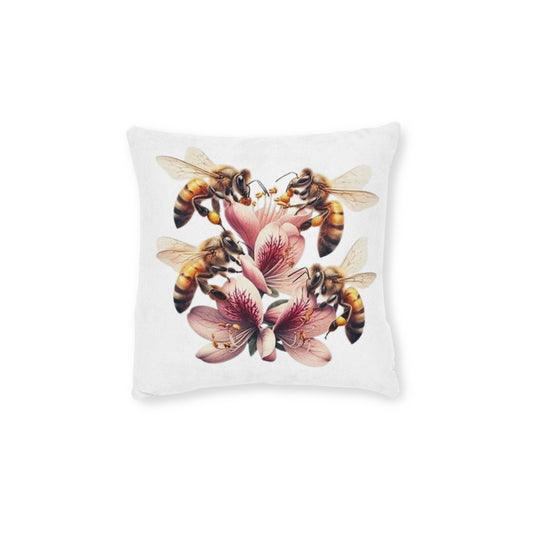 Bee Flower Square Pillow - Pink Back