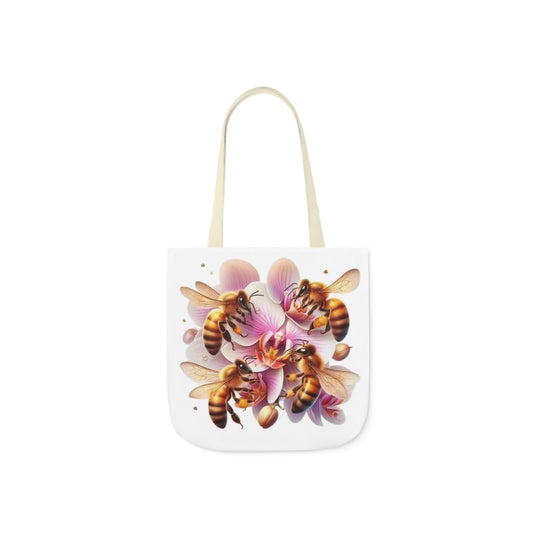 Bee & Orchid Canvas Tote Bag