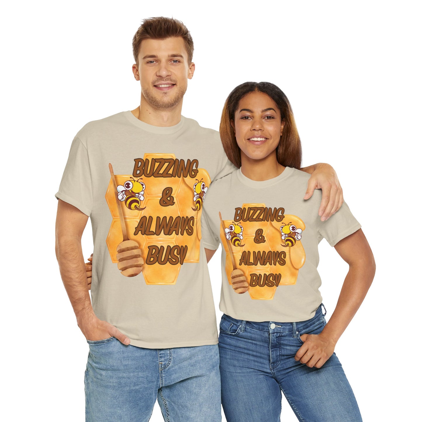 Buzzing & Always Busy Tee - Fun Unisex T-Shirt for Beekeepers, Nature Lovers, Gifts for Him/Her, Spring Celebrations, Sweet Honey Apparel