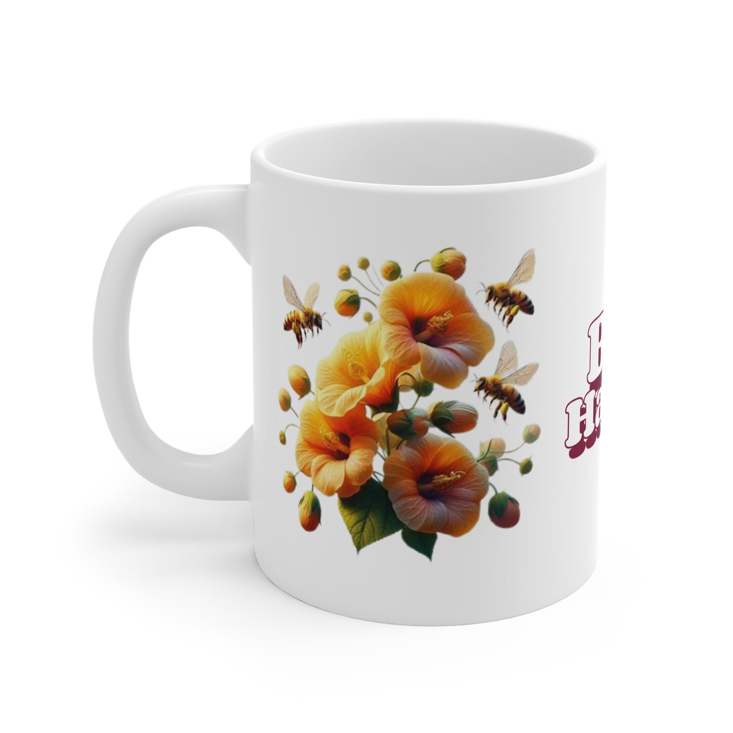 Bee Happy 11oz White Mug