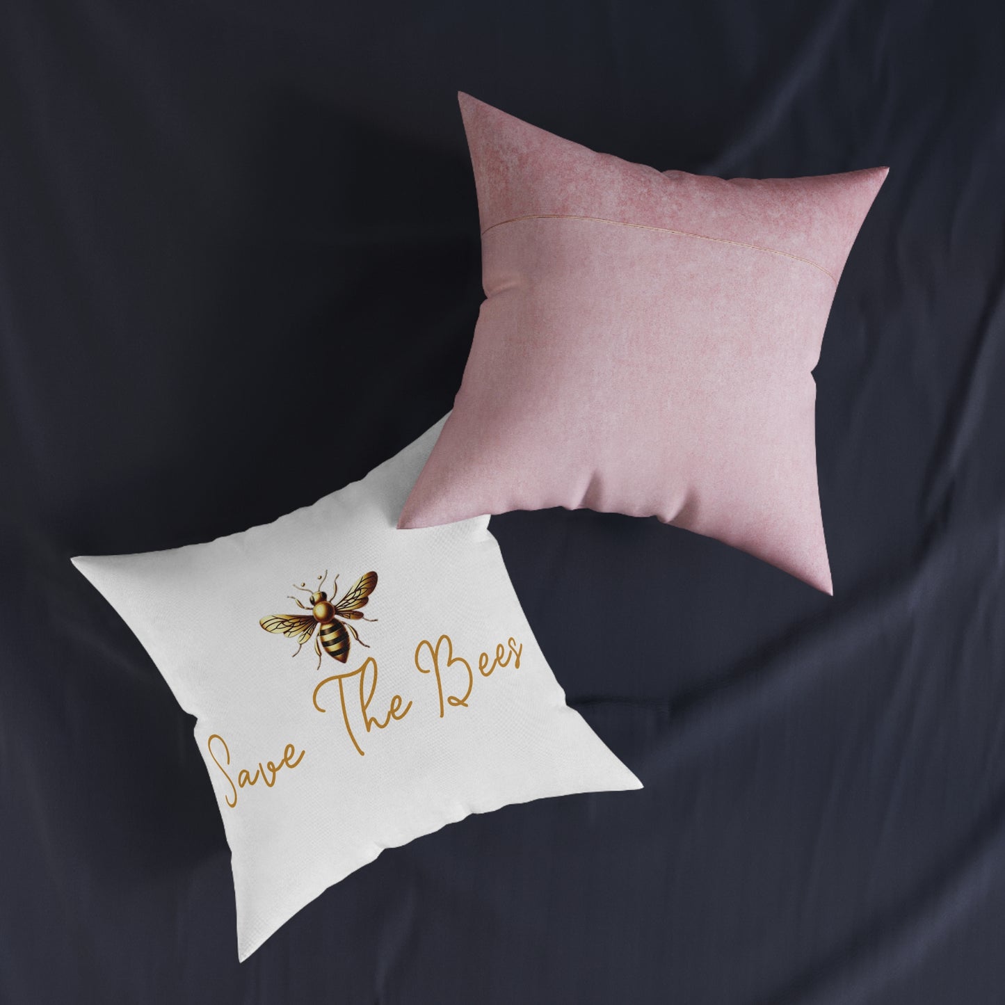 Save The Bees Square Pillow - Pink Back