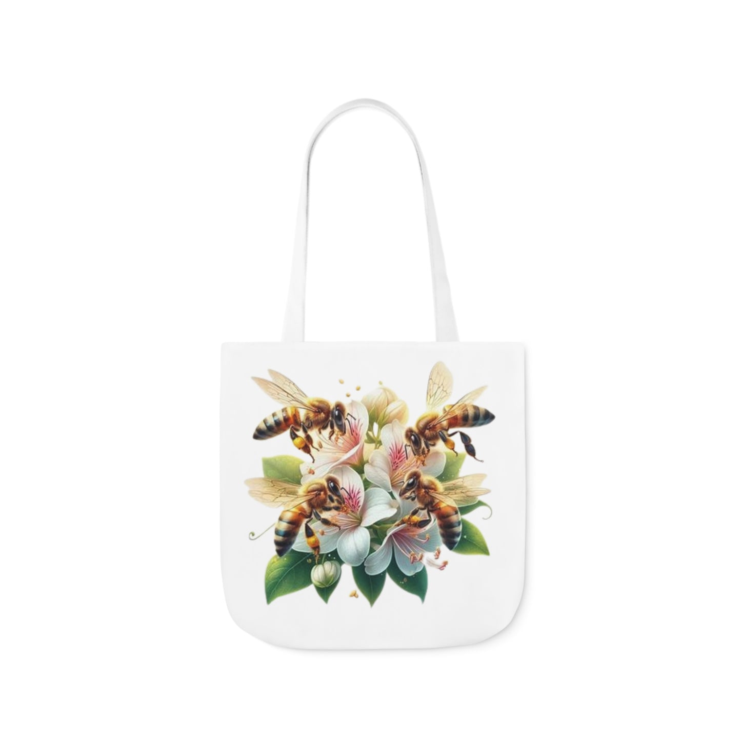 Floral Bee Canvas Tote Bag