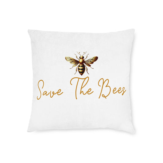 Save The Bees Square Pillow - Pink Back