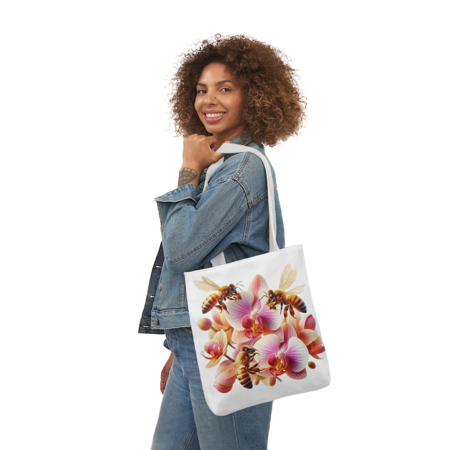 Floral Bee Canvas Tote Bag