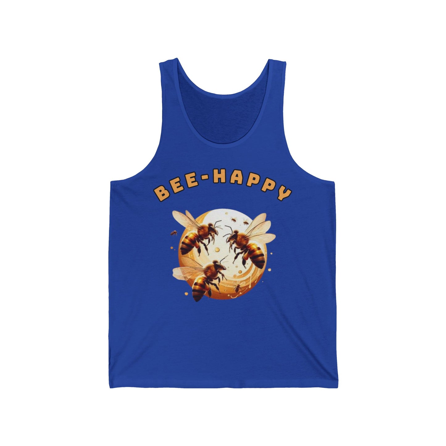 Bee Happy Tank Top logo From CBBees.shop The Worlds Best Bee Themed Product Store