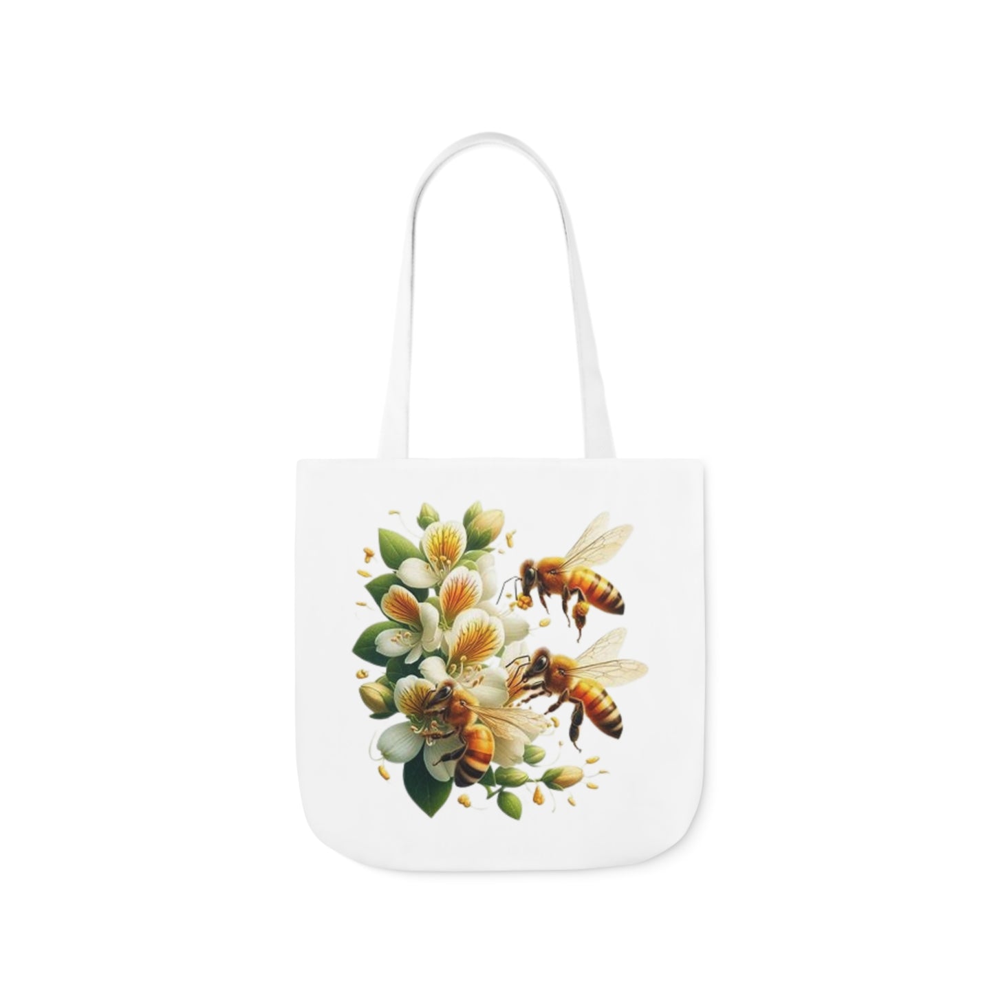 Floral Bee Canvas Tote Bag