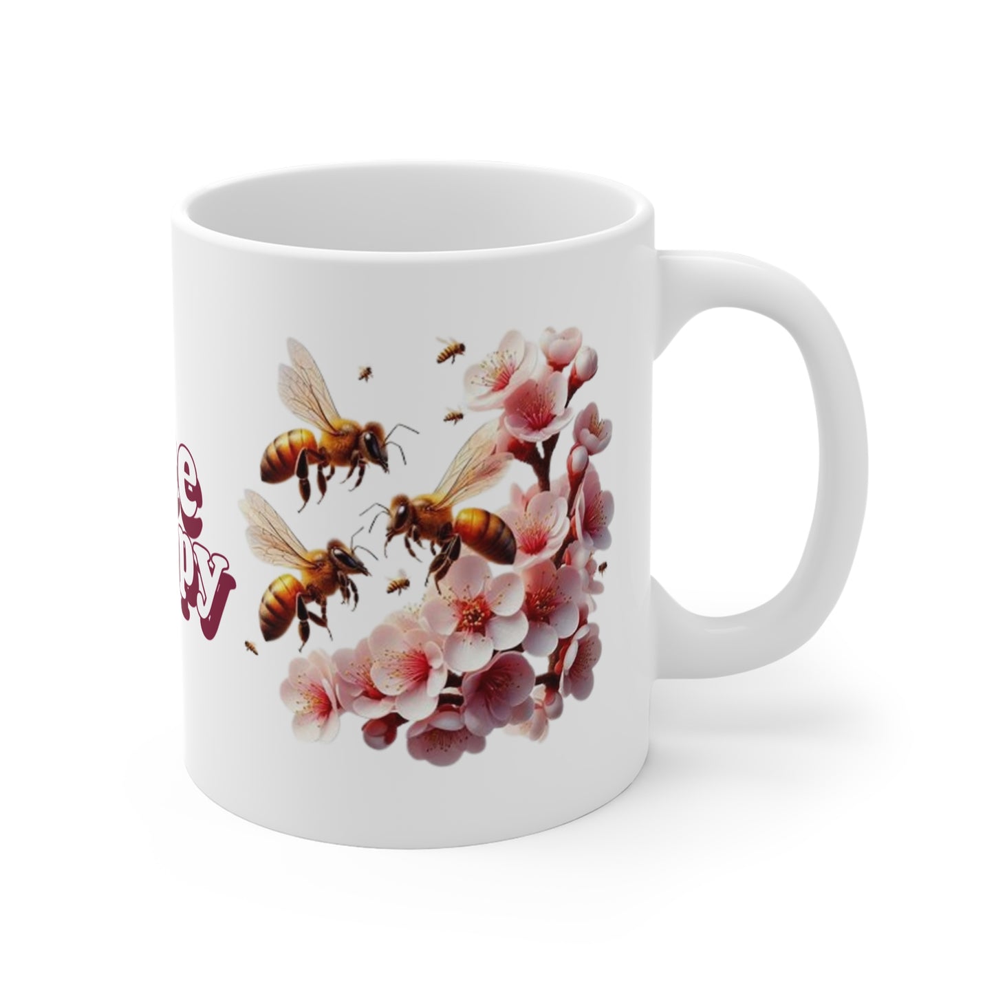 Bee Happy 11oz White Mug