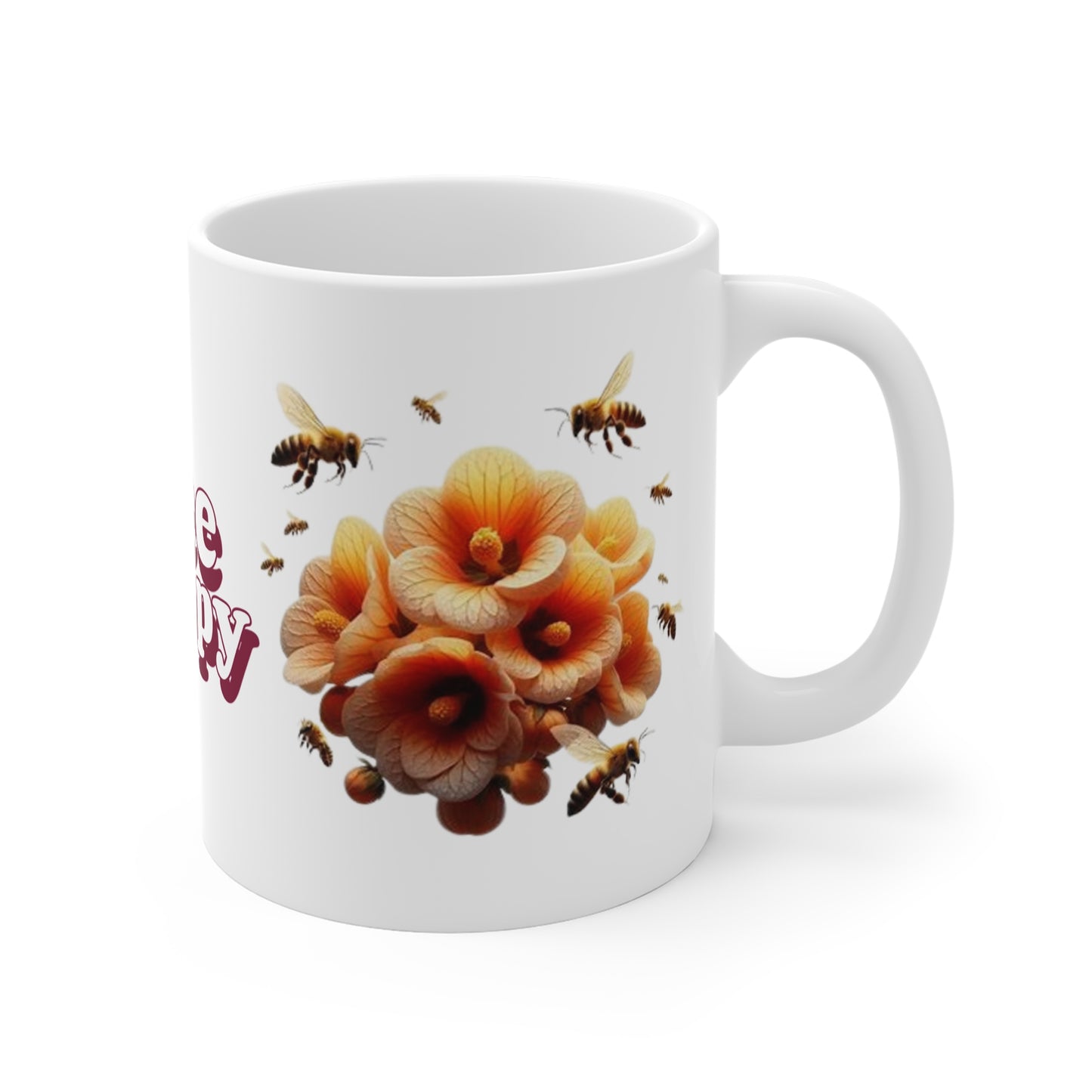 Bee Happy 11oz White Mug