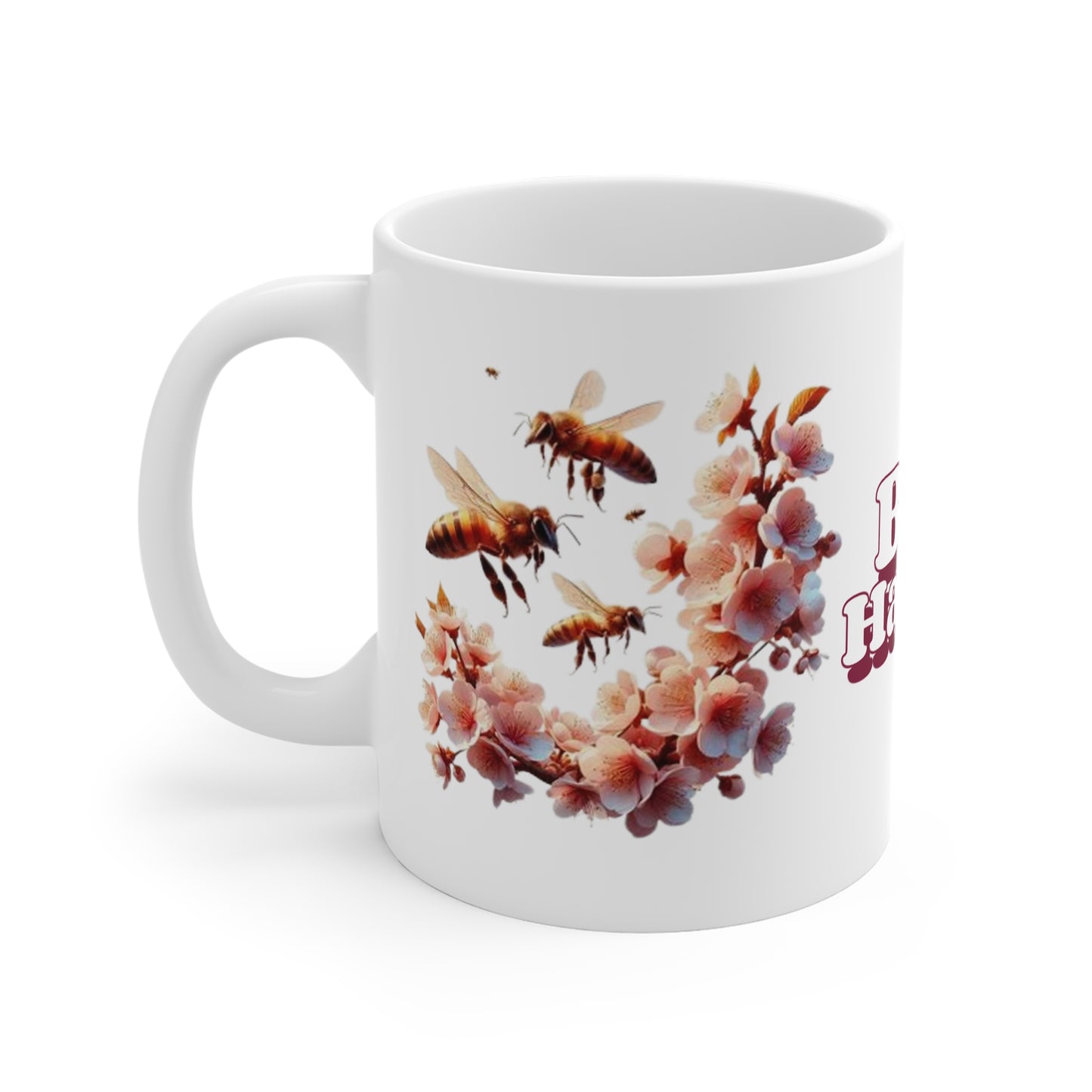 Bee Happy 11oz White Mug