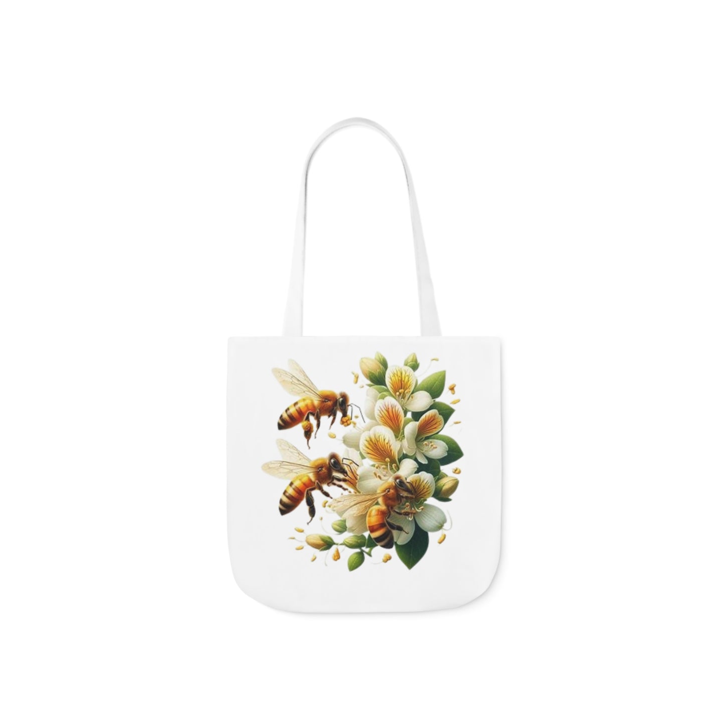 Floral Bee Canvas Tote Bag