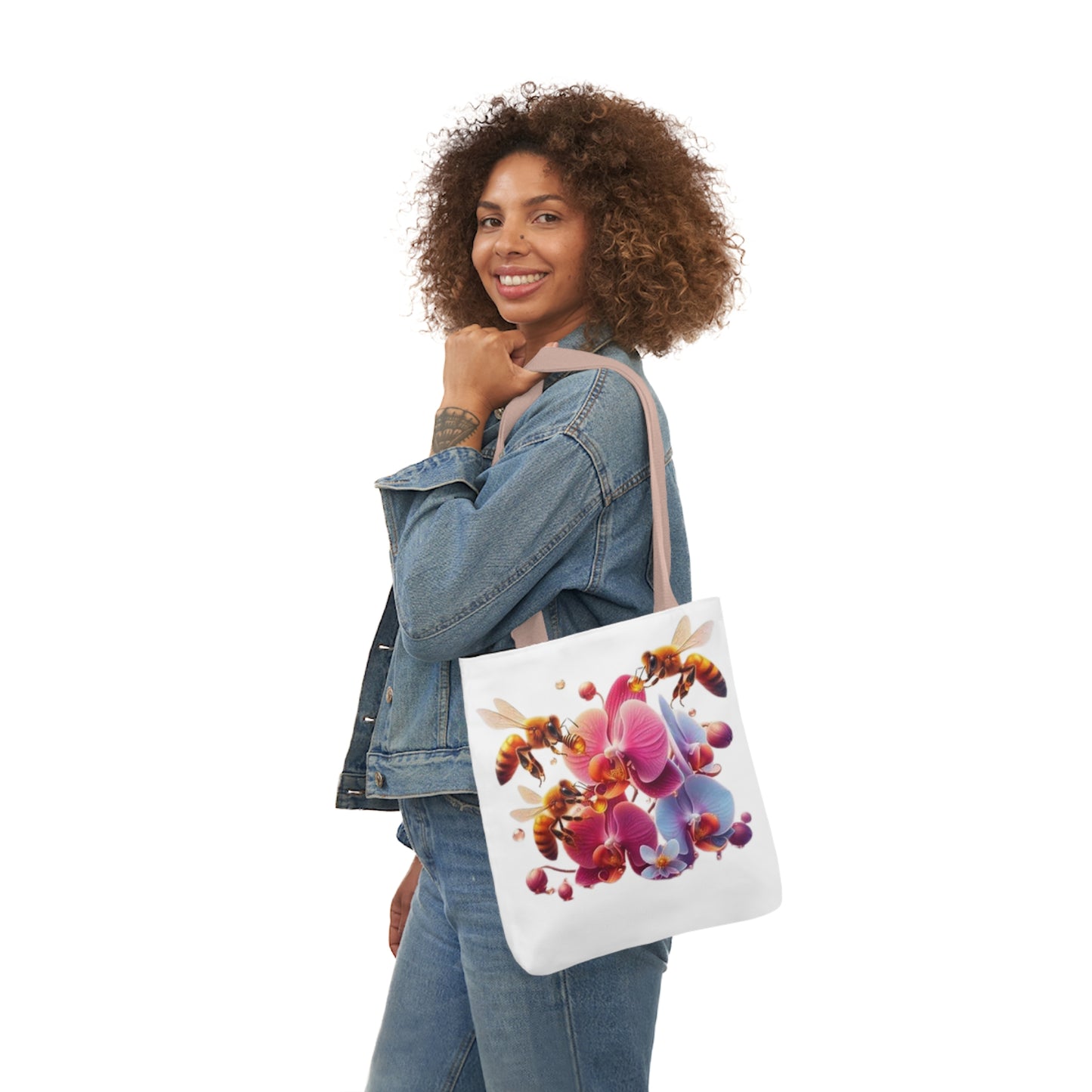 Floral Bee Canvas Tote Bag