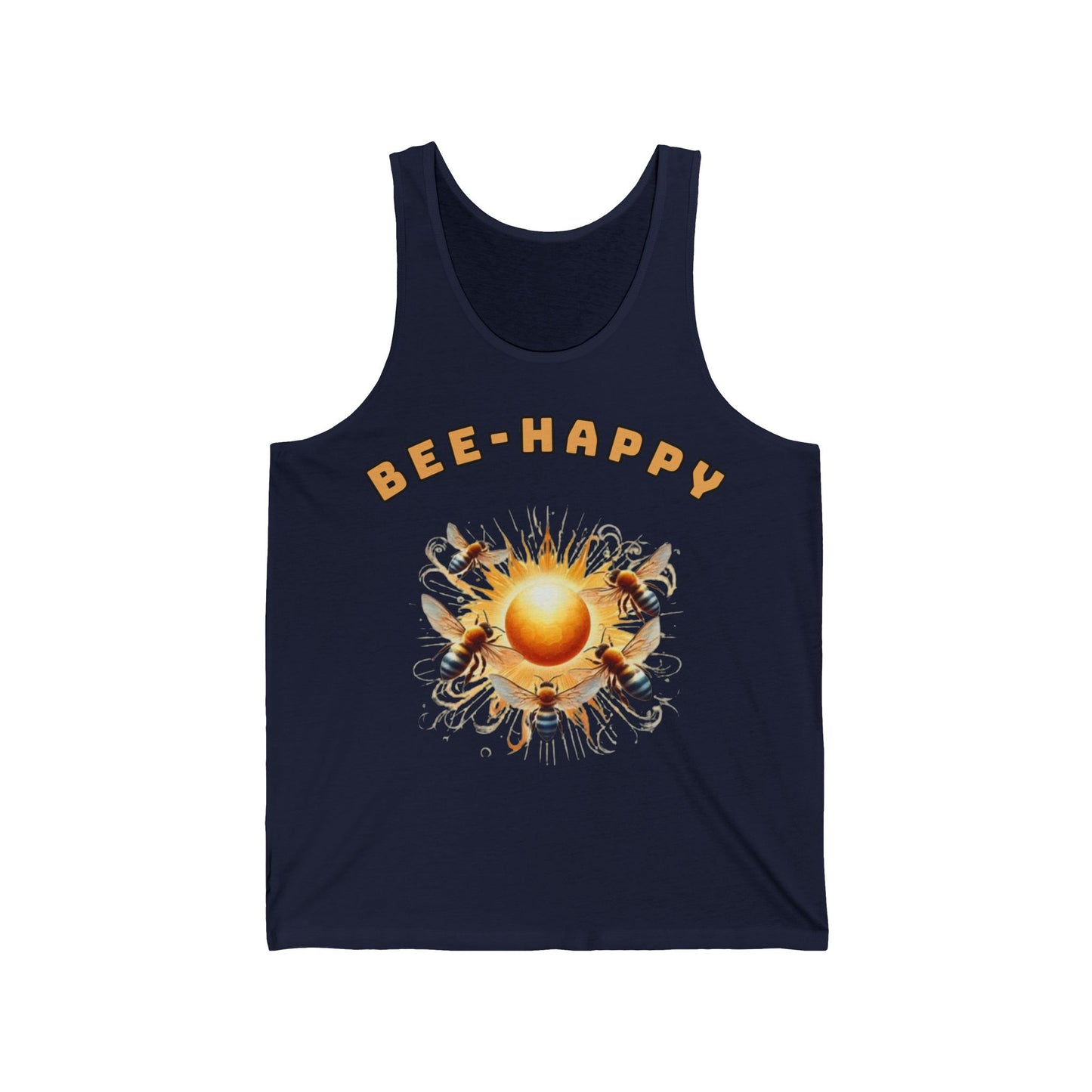 Bee Happy Tank Top logo From CBBees.shop The Worlds Best Bee Themed Product Store