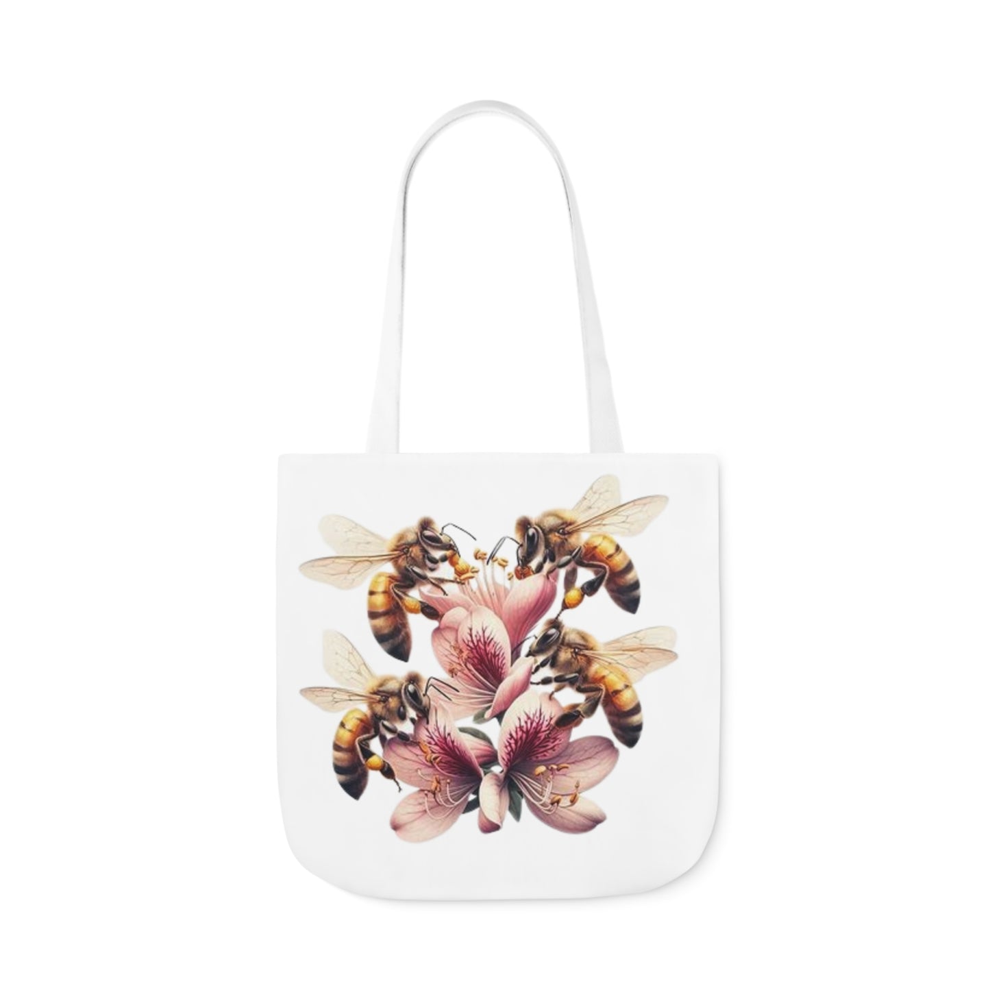 Floral Bee Canvas Tote Bag