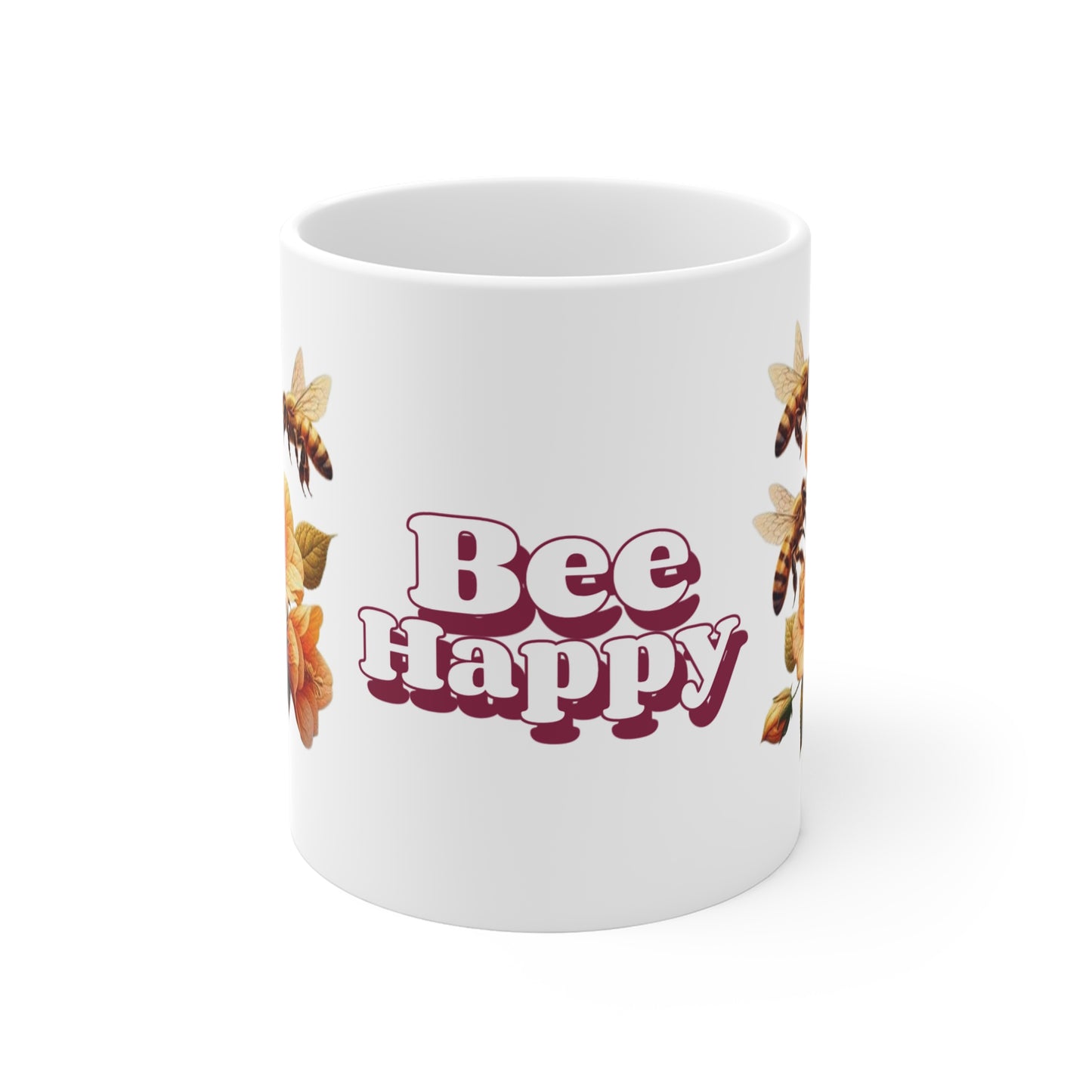 Bee Happy 11oz White Mug