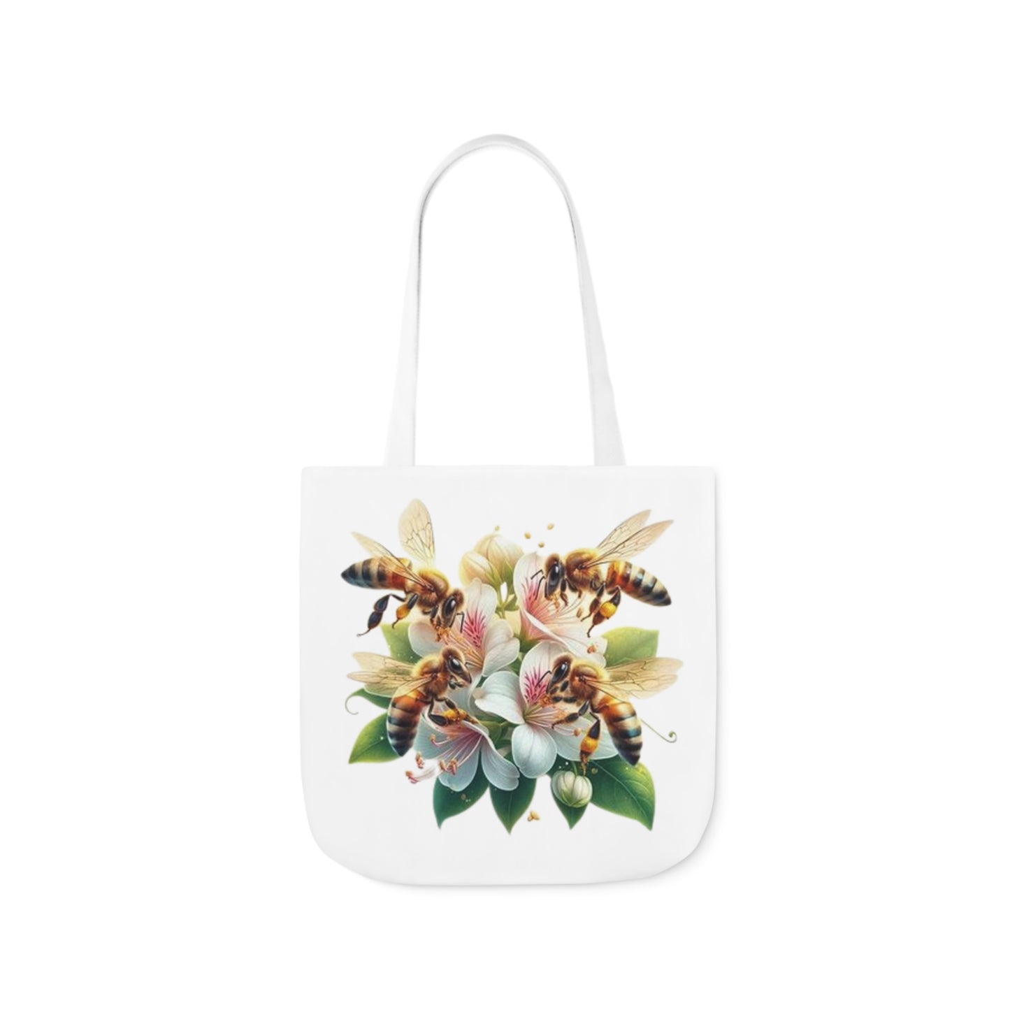 Floral Bee Canvas Tote Bag