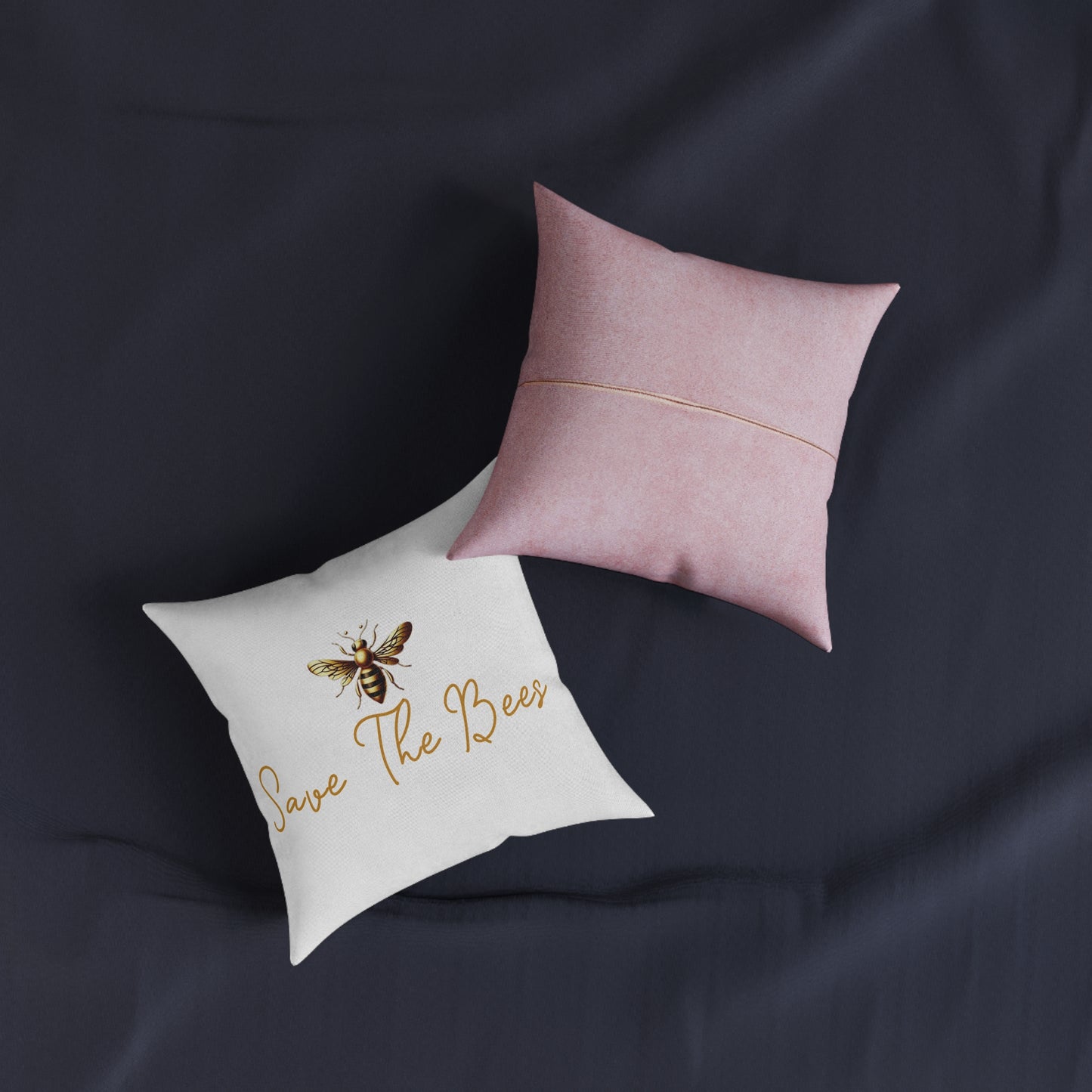 Save The Bees Square Pillow - Pink Back